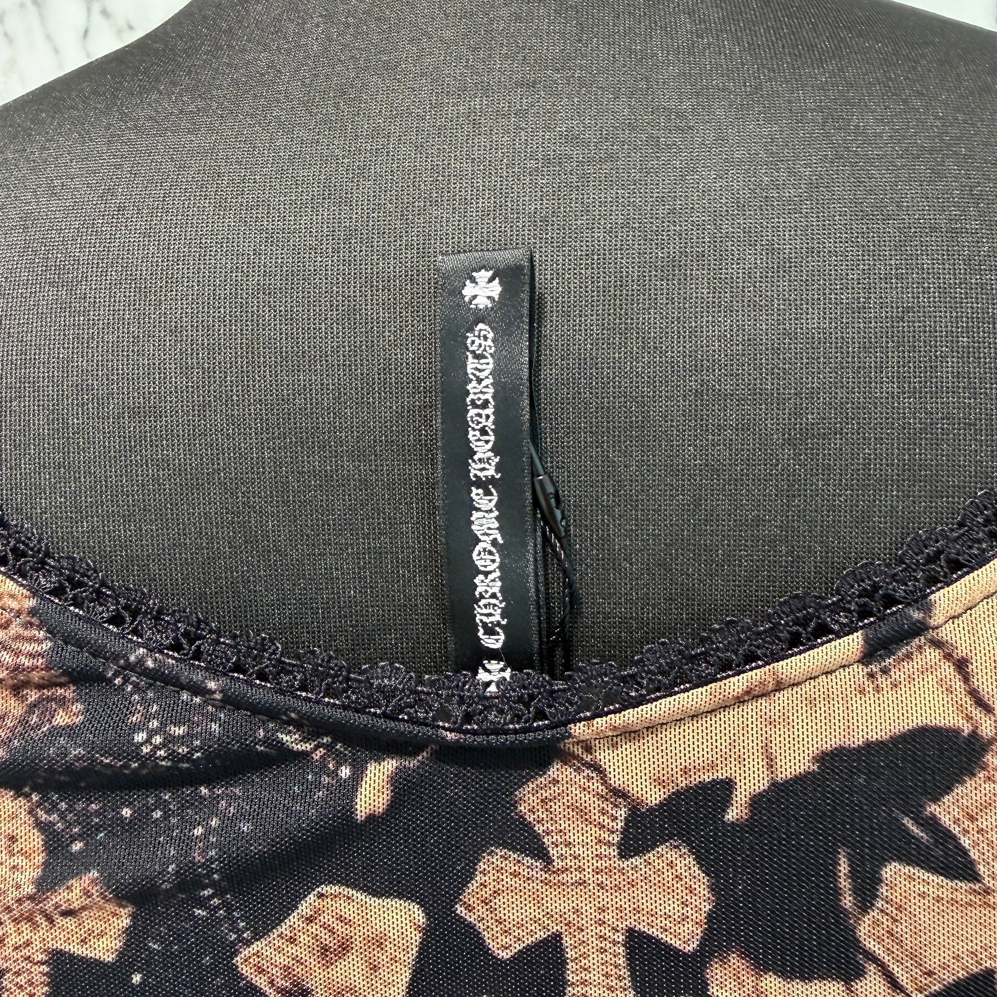 CHROME HEARTS Off Shoulder Cemetery Cross Sheer Long Sleeve Tee Size S クロムハーツ オフショルダー セメタリークロス シアー ロングスリーブＴシャツ サイズS