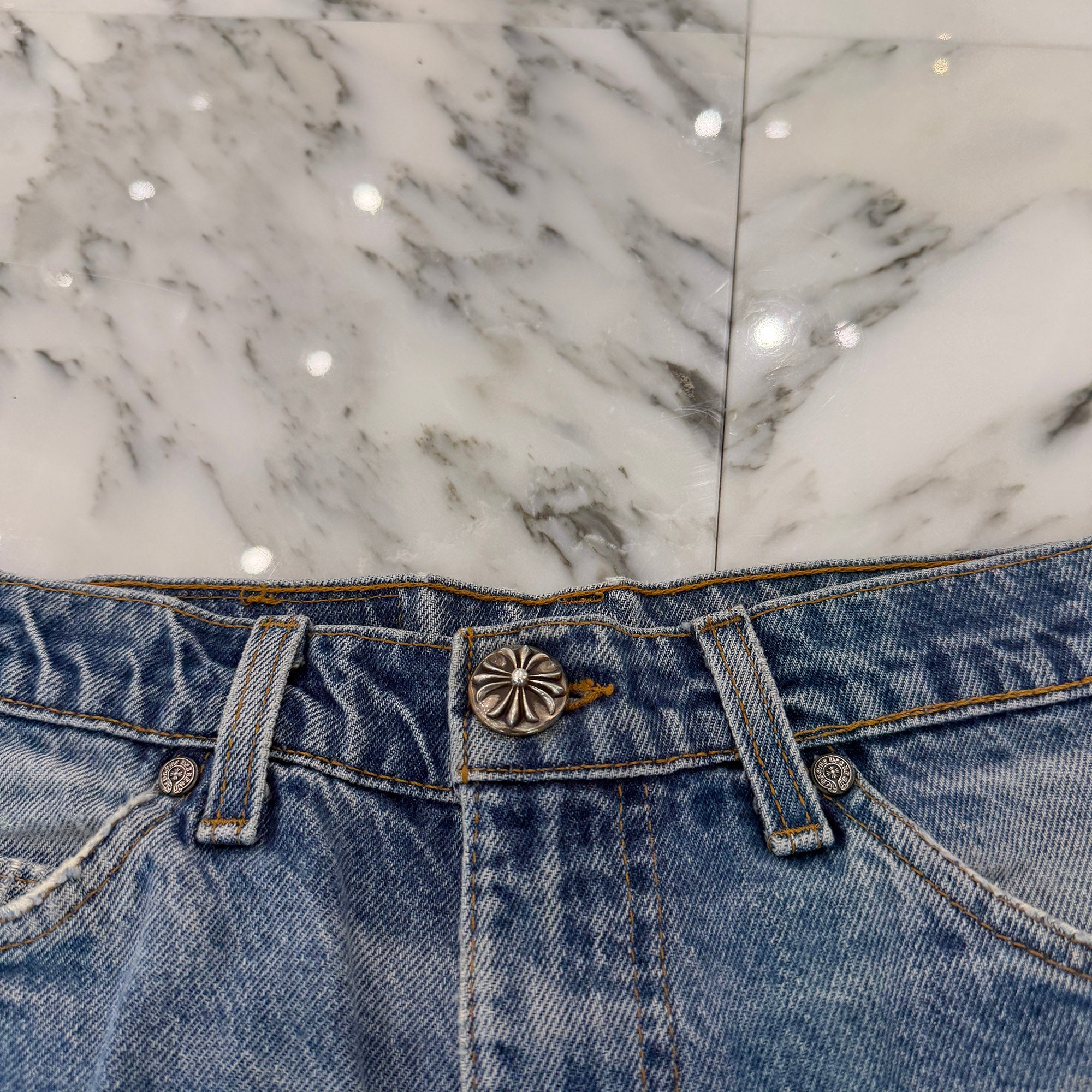 CHROME HEARTS × Levi's 517 VNTG Cross Leather Patch Denim Skirt Size 27 クロムハーツ × リーバイス 517 ヴィンテージ クロスレザーパッチ デニムスカート サイズ27