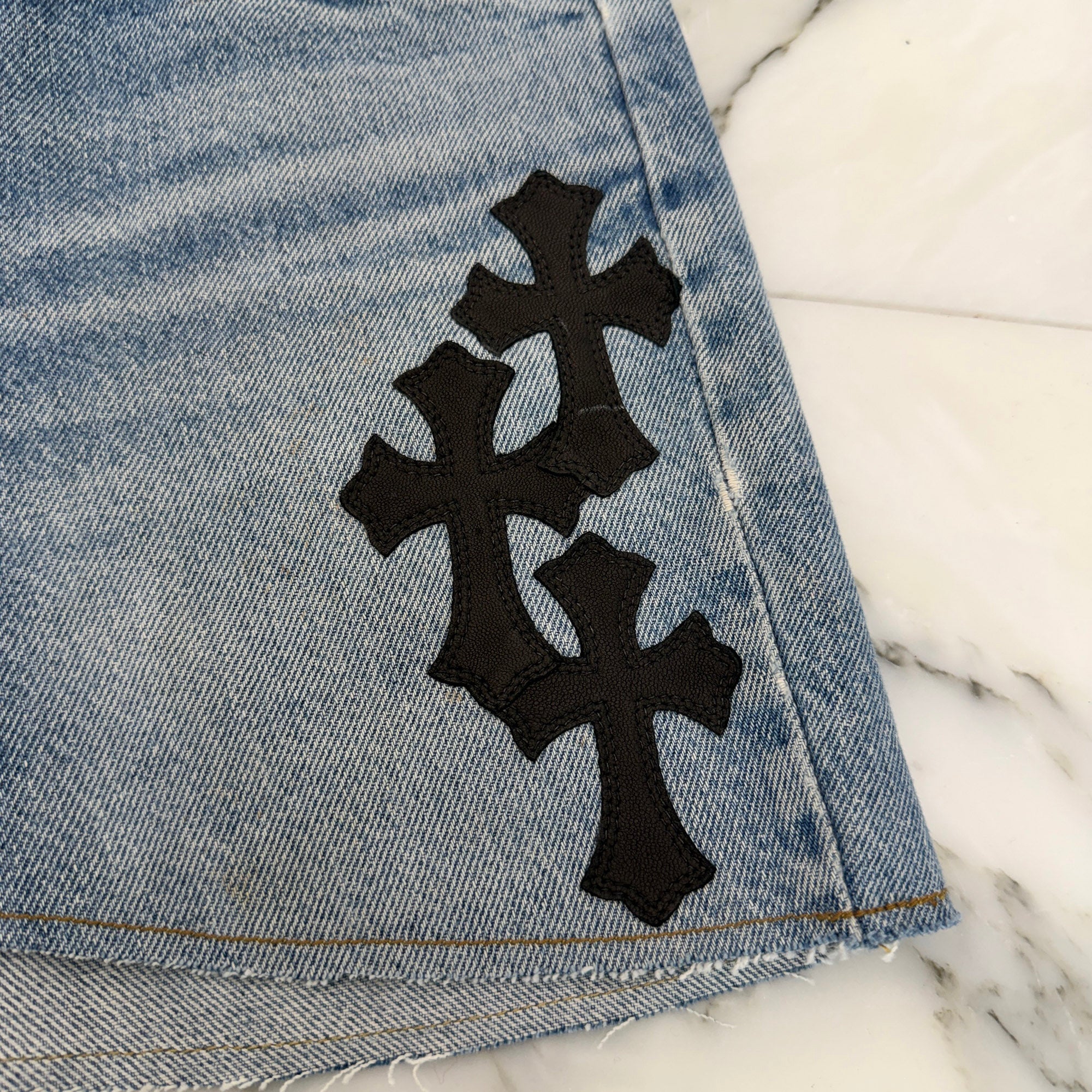 CHROME HEARTS × Levi's 517 VNTG Cross Leather Patch Denim Skirt Size 27 クロムハーツ × リーバイス 517 ヴィンテージ クロスレザーパッチ デニムスカート サイズ27