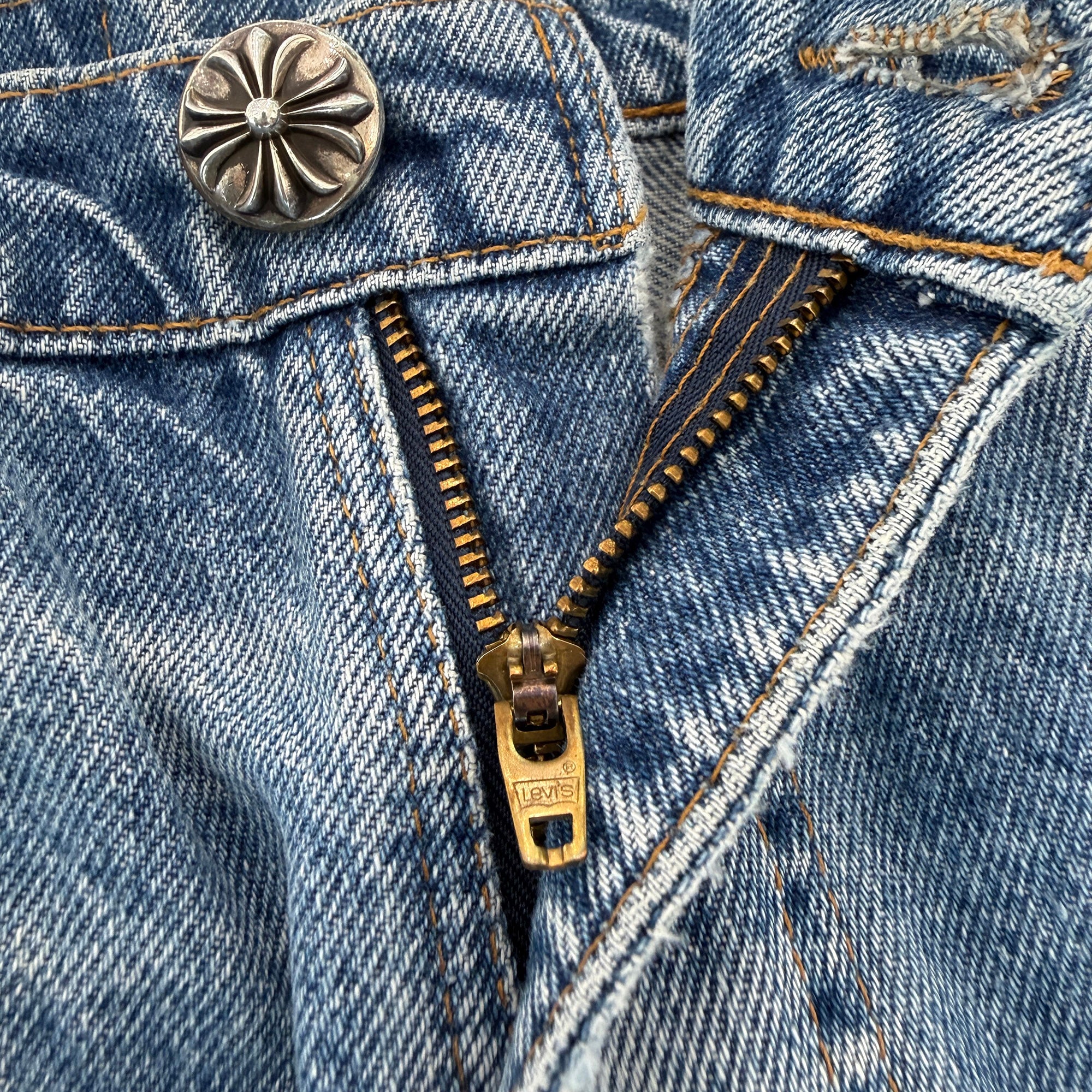 CHROME HEARTS × Levi's 517 VNTG Cross Leather Patch Denim Skirt Size 27 クロムハーツ × リーバイス 517 ヴィンテージ クロスレザーパッチ デニムスカート サイズ27