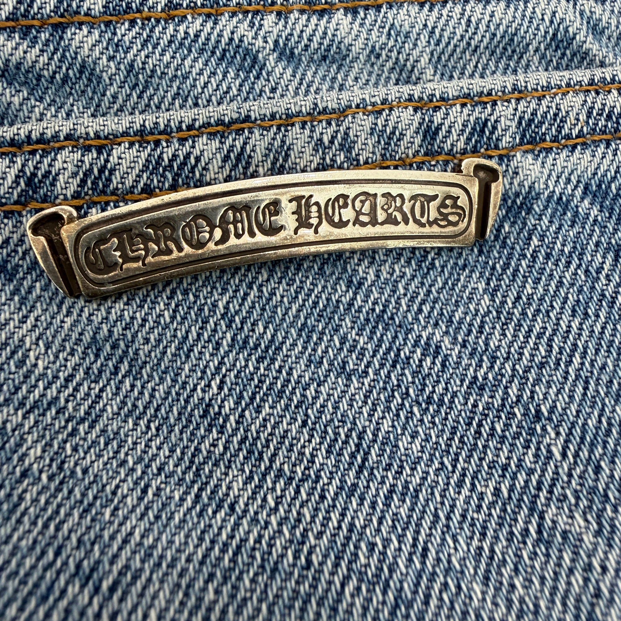CHROME HEARTS × Levi's 517 VNTG Cross Leather Patch Denim Skirt Size 27 クロムハーツ × リーバイス 517 ヴィンテージ クロスレザーパッチ デニムスカート サイズ27