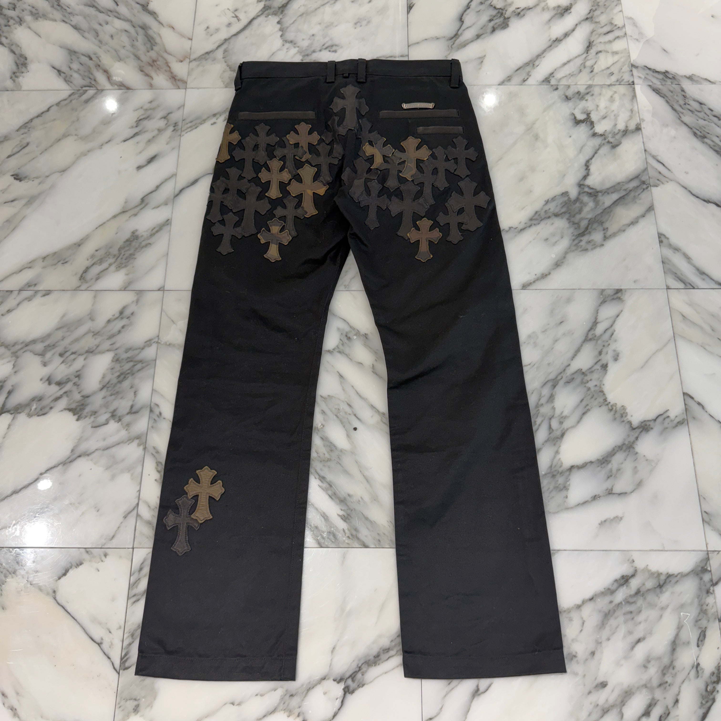 CHROME HEARTS Multi Leather Patch Cross Ball Button Cotton Chino Pants Size 30 クロムハーツ マルチレザーパッチ クロスボールボタン コットン チノパンツ サイズ30