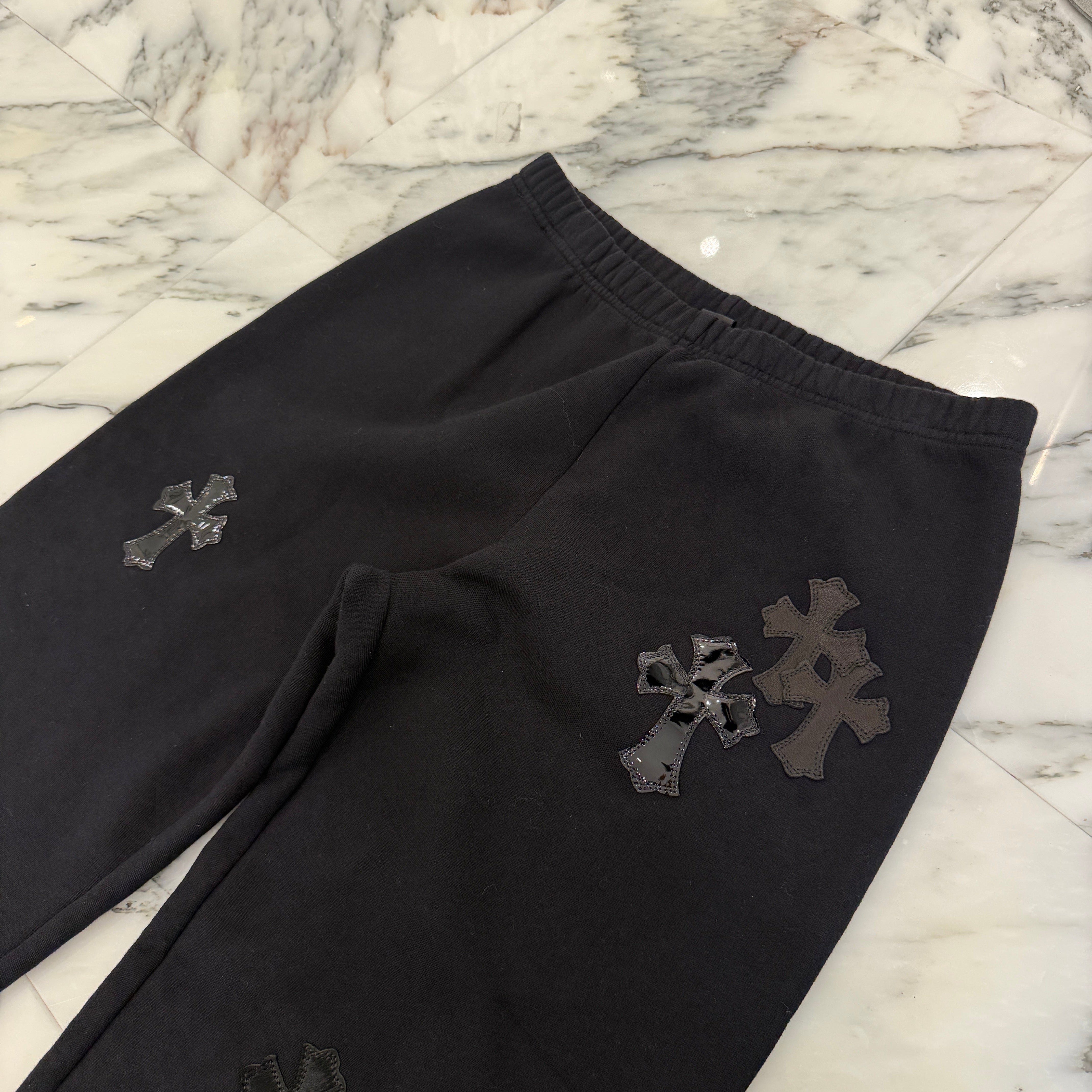 CHROME HEARTS Y NOT Multi Leather Cross Patch Sweat Long Pants Size S クロムハーツ ワイノット マルチレザークロスパッチ スウェットロングパンツ サイズS