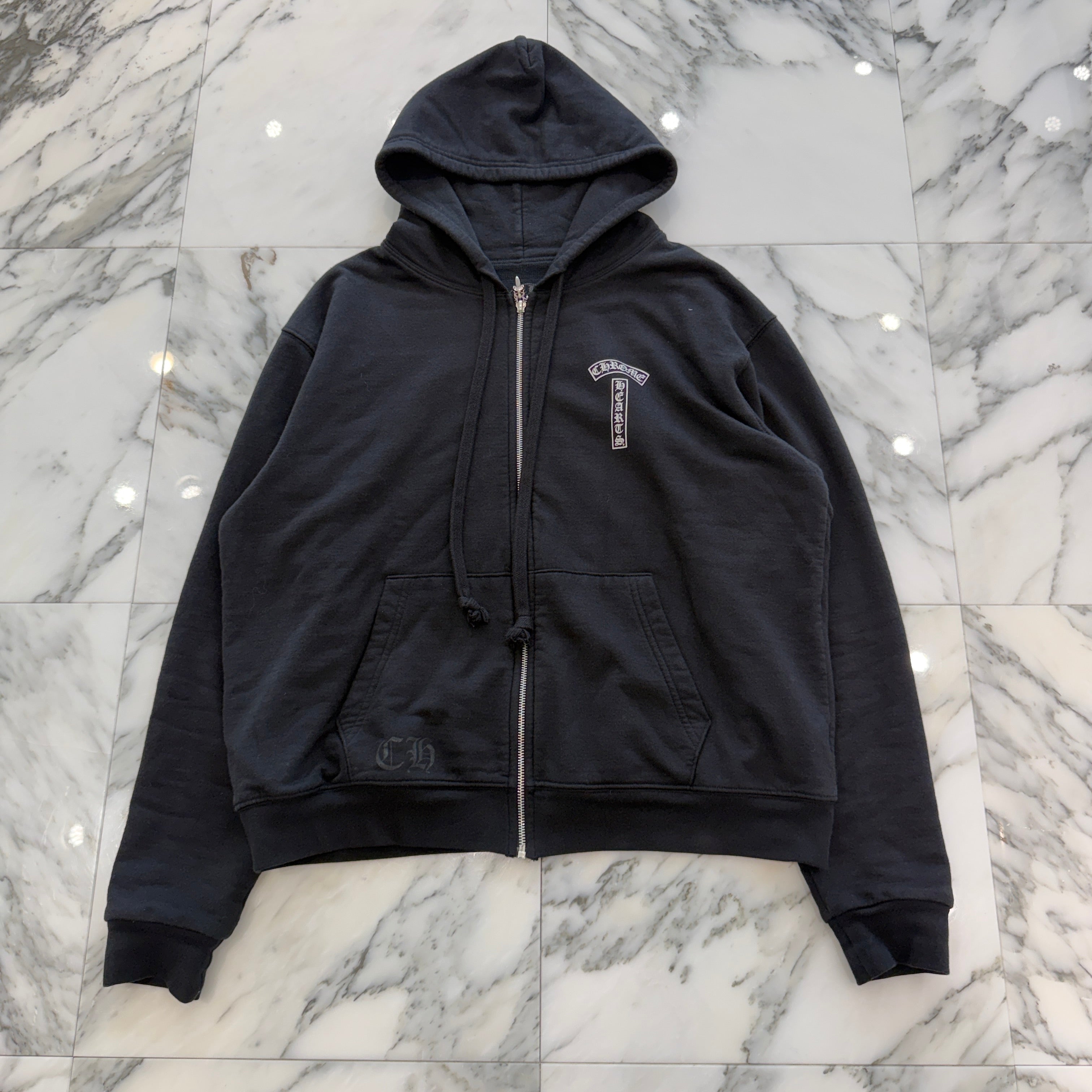 CHROME HEARTS T Bar Logo Back Arch USA Thermal Zip Up Hoodie Size S クロムハーツ Tバー ロゴ バックアーチ USA サーマル ジップアップ フーディ サイズS
