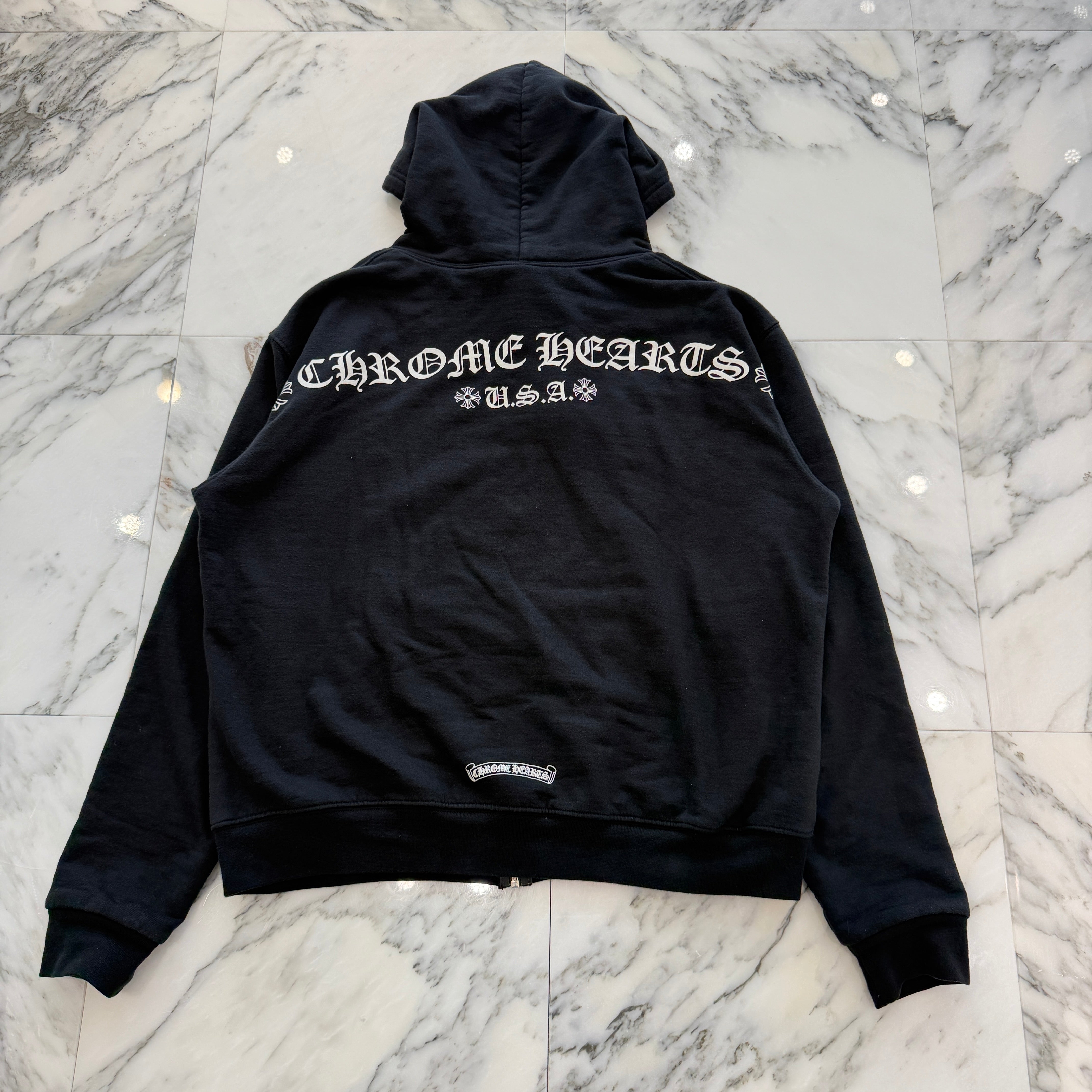 CHROME HEARTS T Bar Logo Back Arch USA Thermal Zip Up Hoodie Size S クロムハーツ Tバー ロゴ バックアーチ USA サーマル ジップアップ フーディ サイズS
