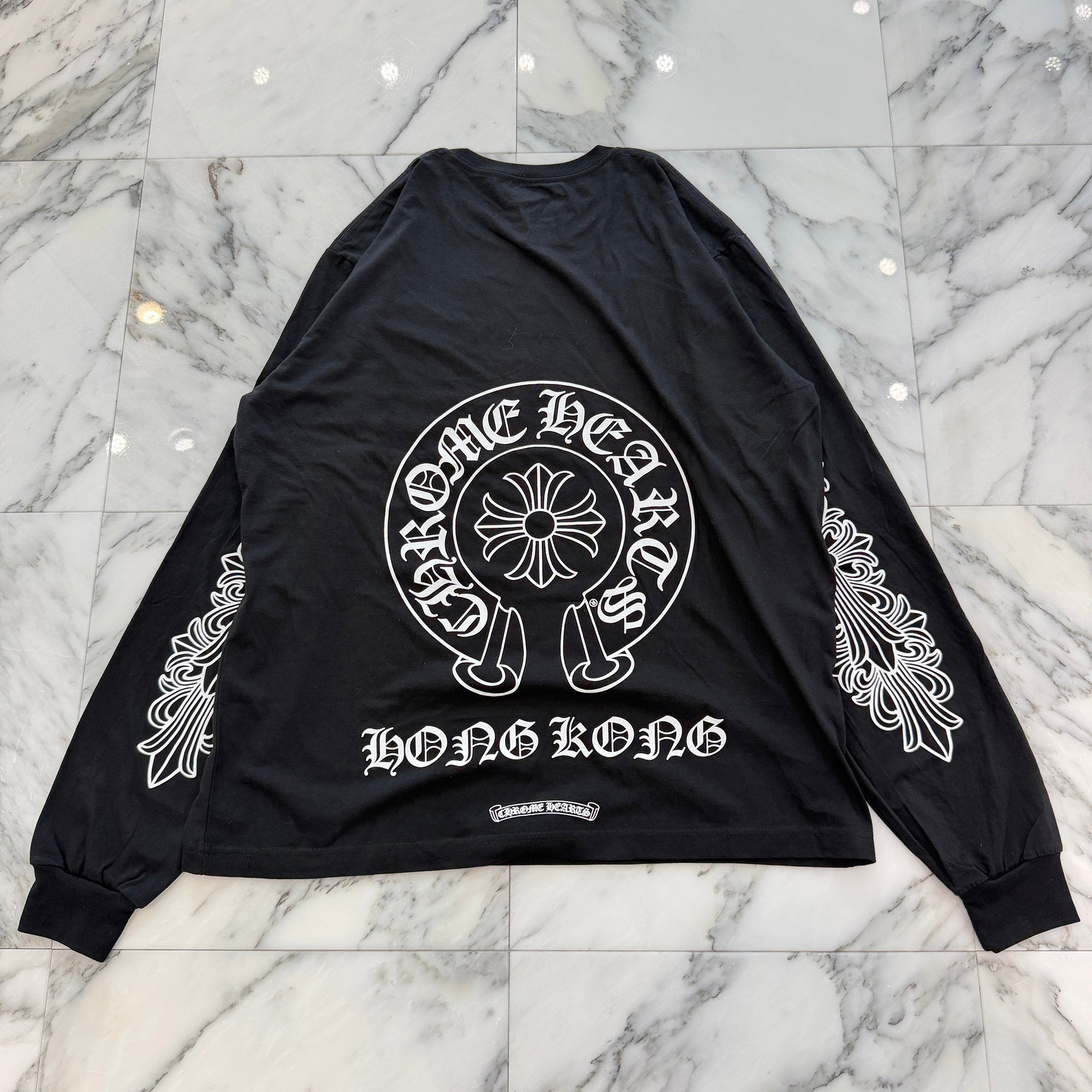 CHROME HEARTS Hong Kong Limited Floral Cross Horseshoe Long Sleeve Tee Size XL クロムハーツ 香港限定 フローラルクロス ホースシュー ロングスリーブTシャツ サイズXL