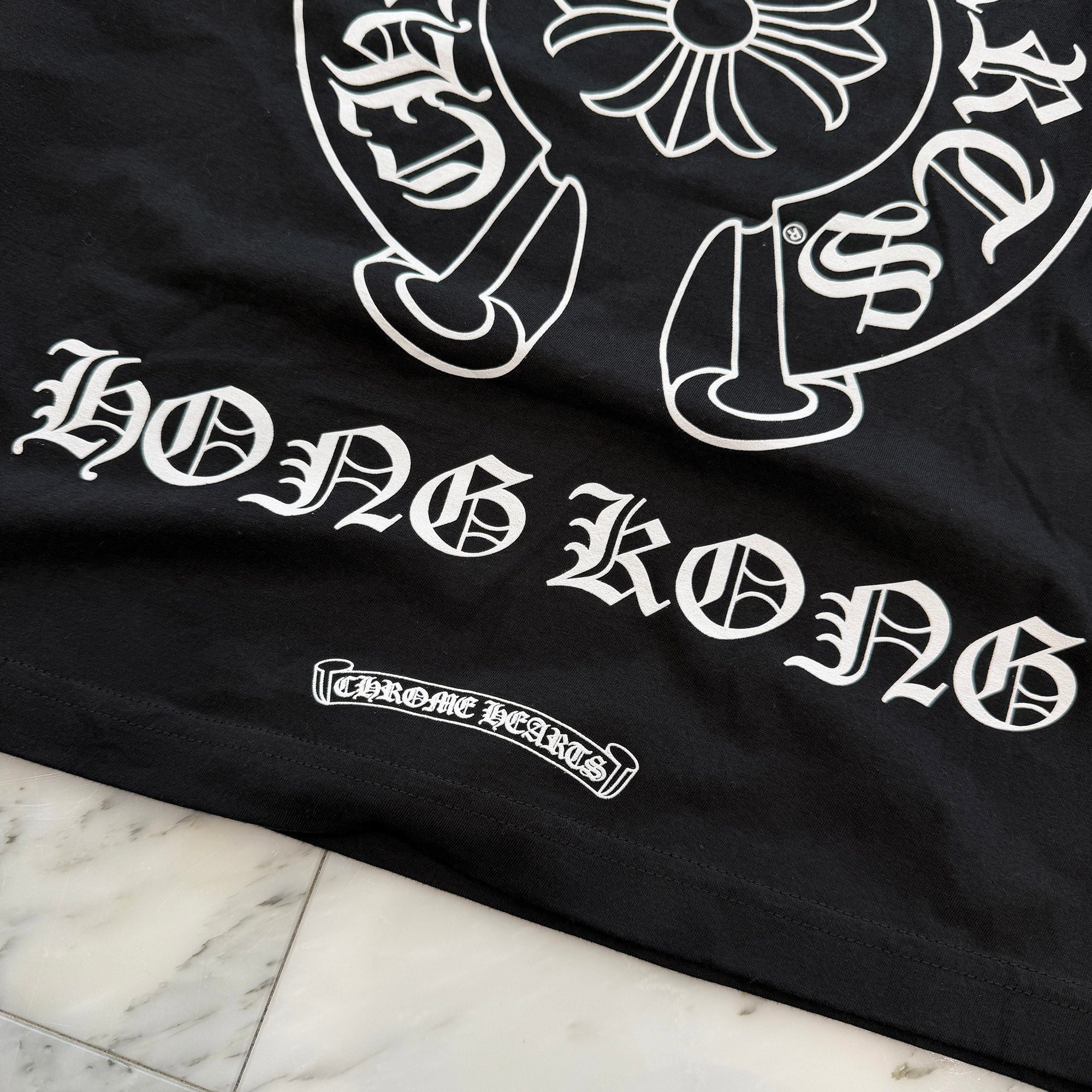 CHROME HEARTS Hong Kong Limited Floral Cross Horseshoe Long Sleeve Tee Size XL クロムハーツ 香港限定 フローラルクロス ホースシュー ロングスリーブTシャツ サイズXL