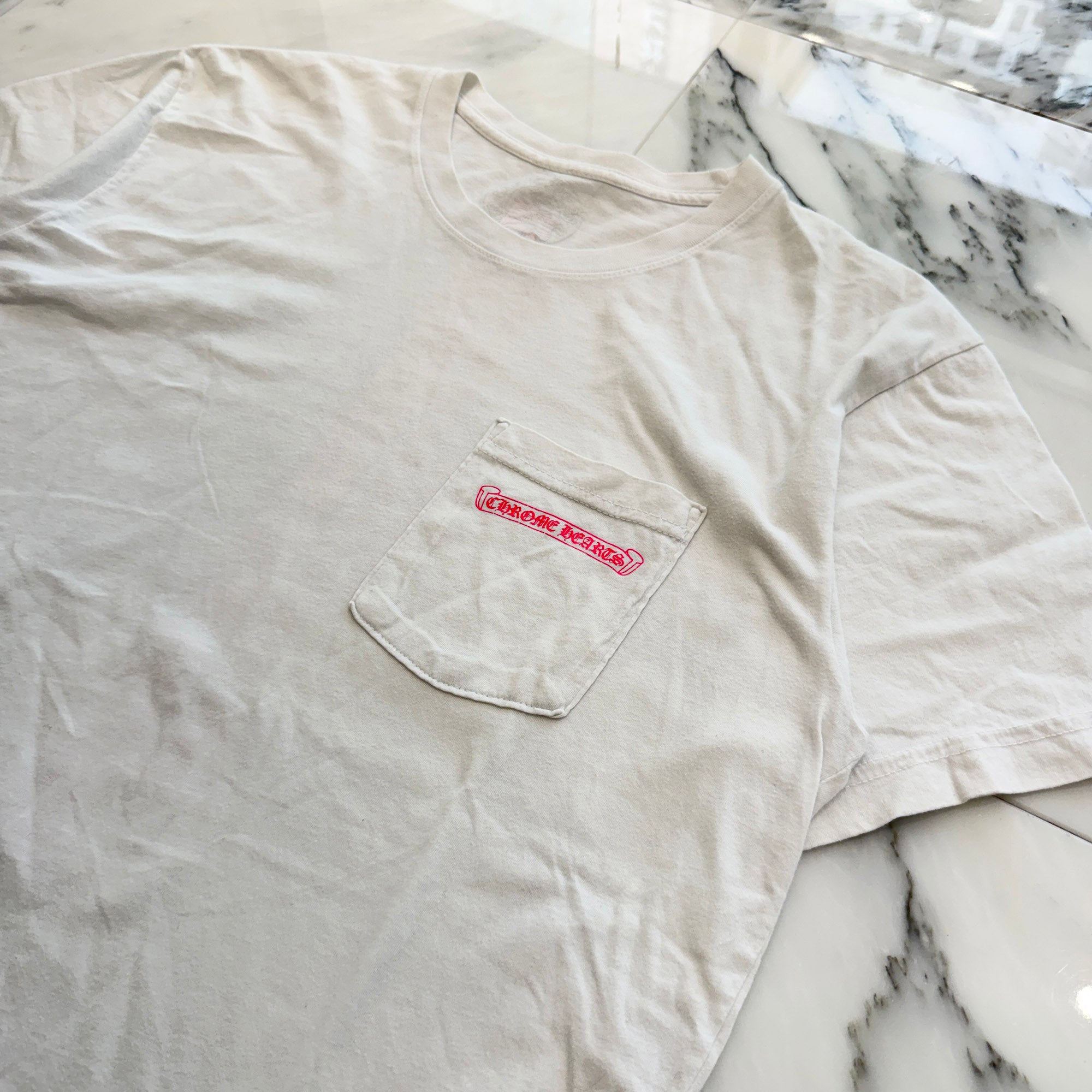 CHROME HEARTS Pink Made In Hollywood Vertical Logo Tee Size L クロムハーツ ピンク メイドインハリウッド ヴァーティカルロゴ Tシャツ サイズL