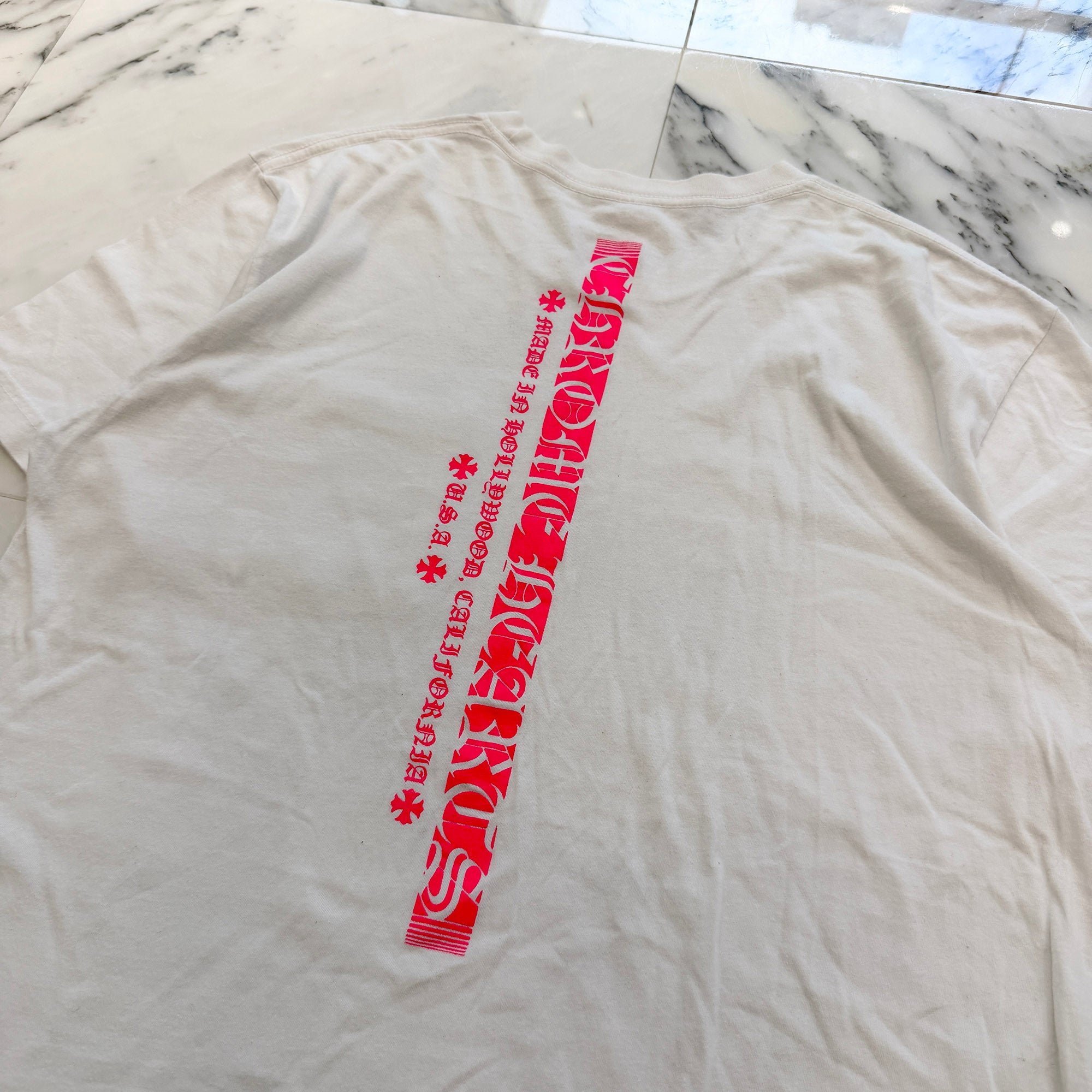 CHROME HEARTS Pink Made In Hollywood Vertical Logo Tee Size L クロムハーツ ピンク メイドインハリウッド ヴァーティカルロゴ Tシャツ サイズL