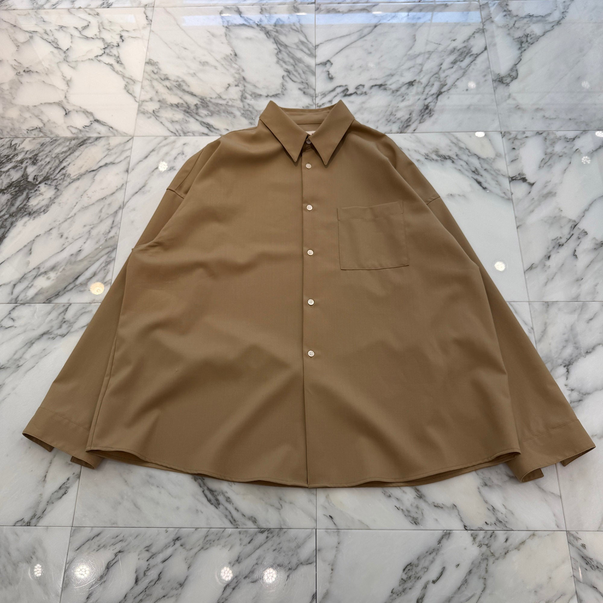 MARNI Tropical Wool Long Sleeve Shirt CUMU0061A3 TW839 Size 52 マルニ トロピカルウール ロングスリーブ シャツ サイズ52