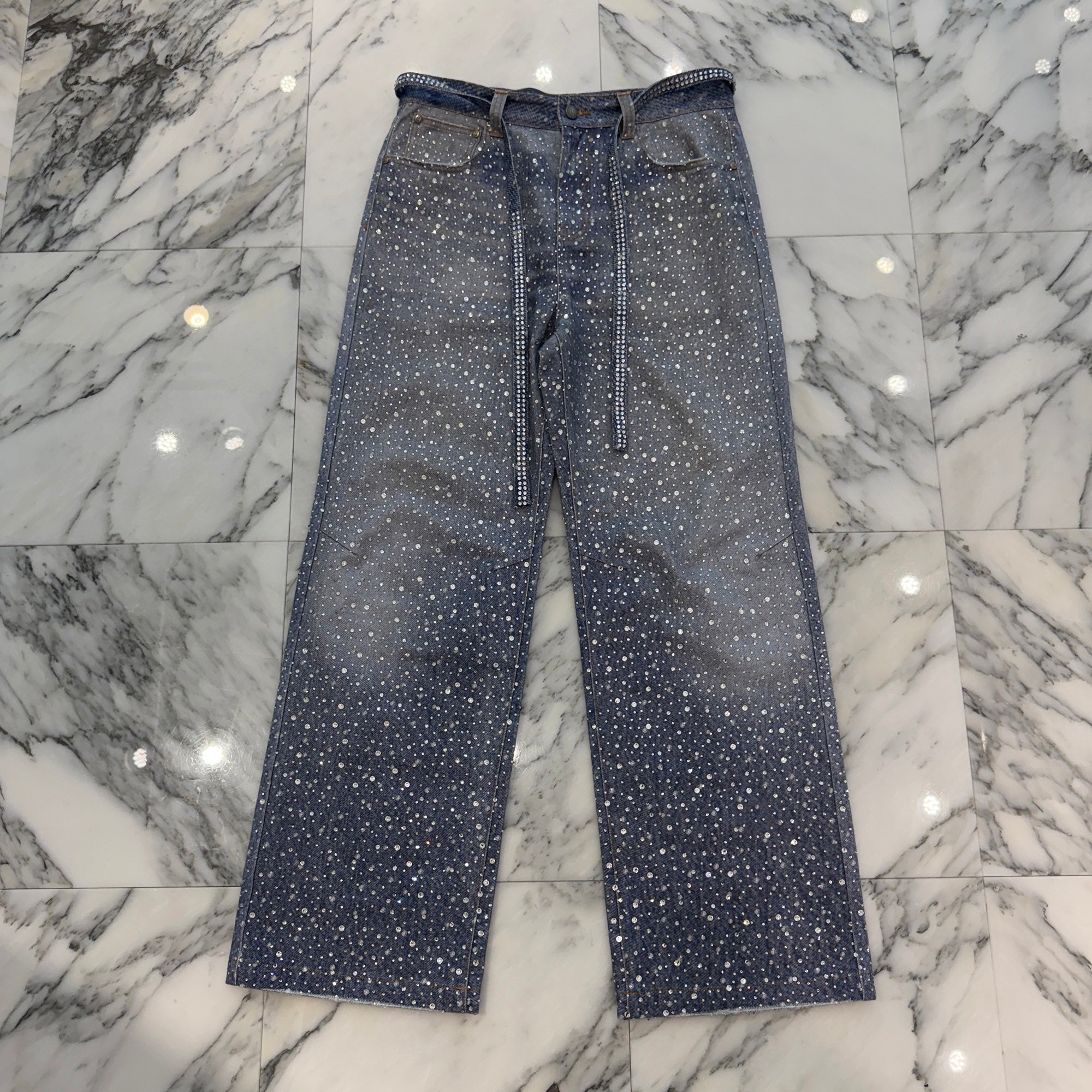Birth Of Royal Child Rhinestone Straight Denim Pants Size L バース・オブ・ロイヤル・チャイルド ラインストーン ストレートデニムパンツ サイズL