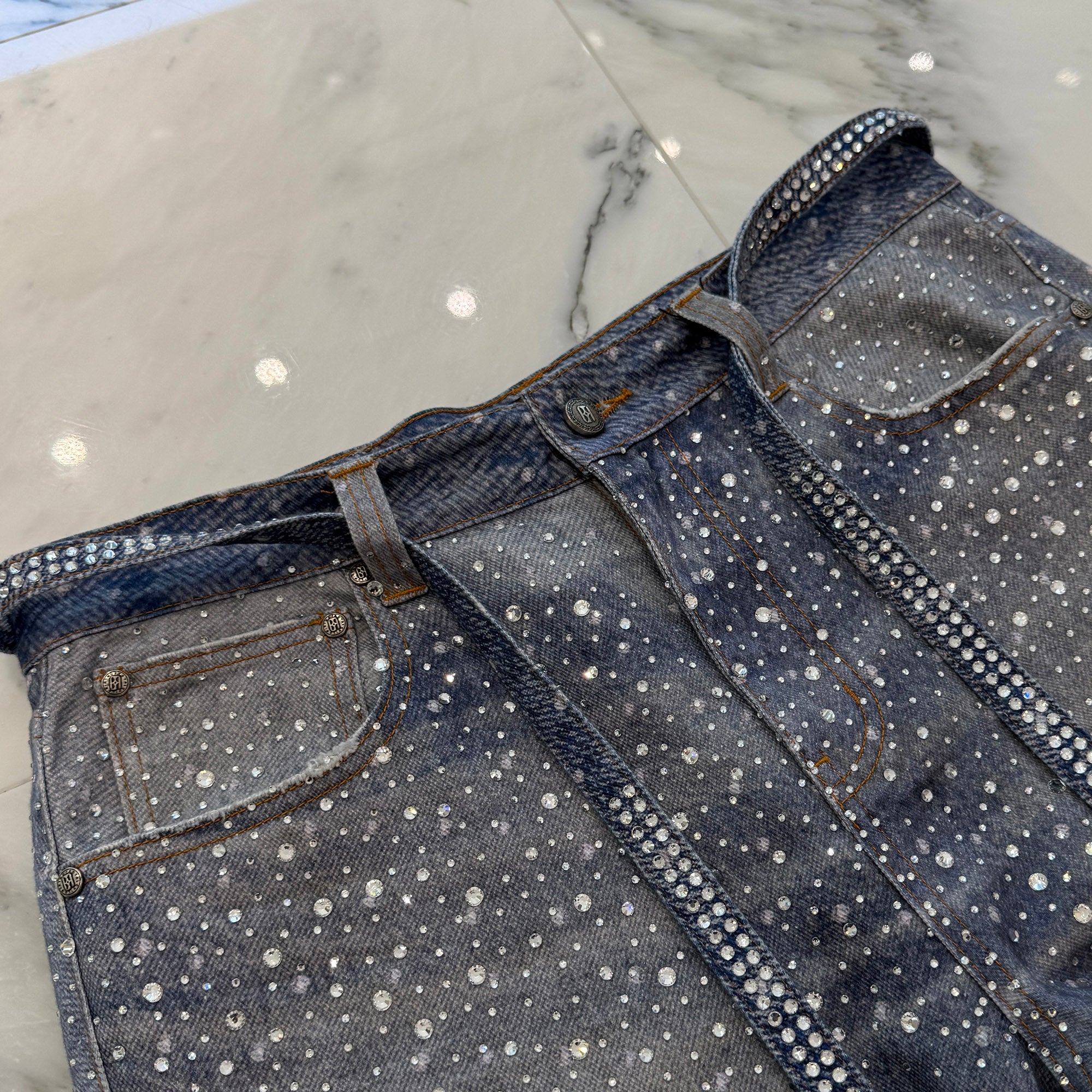 Birth Of Royal Child Rhinestone Straight Denim Pants Size L バース・オブ・ロイヤル・チャイルド ラインストーン ストレートデニムパンツ サイズL