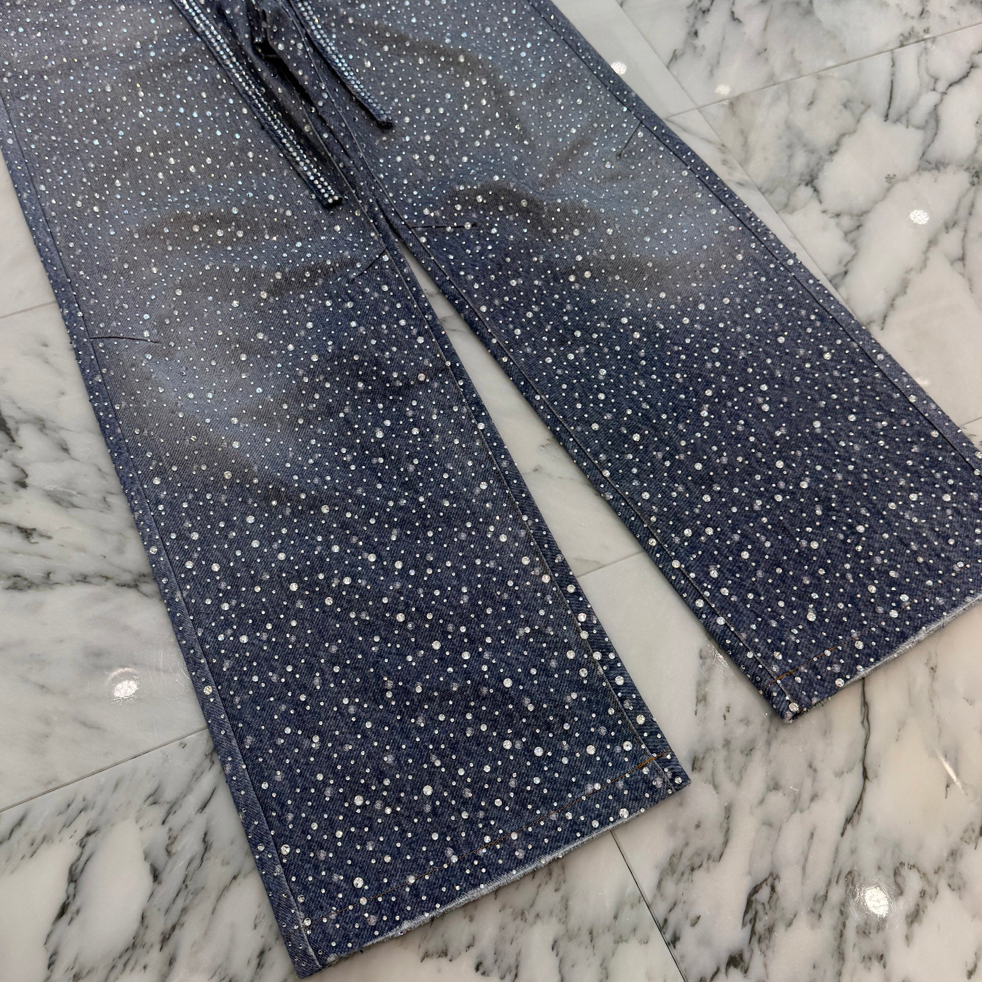 Birth Of Royal Child Rhinestone Straight Denim Pants Size L バース・オブ・ロイヤル・チャイルド ラインストーン ストレートデニムパンツ サイズL