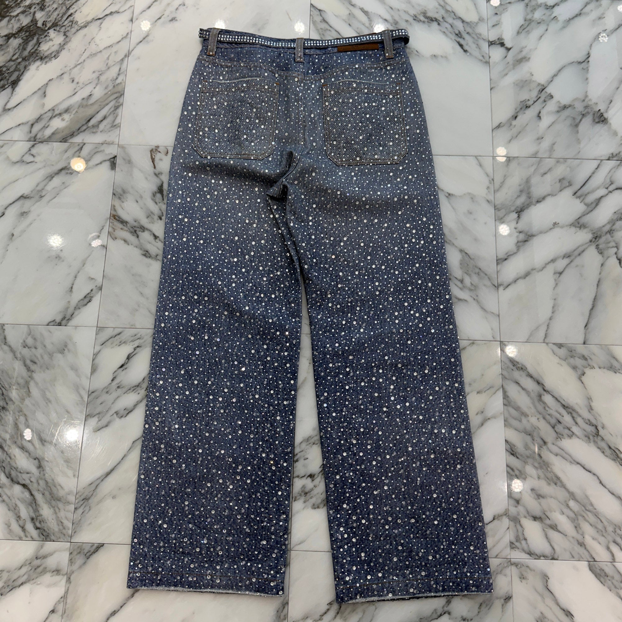 Birth Of Royal Child Rhinestone Straight Denim Pants Size L バース・オブ・ロイヤル・チャイルド ラインストーン ストレートデニムパンツ サイズL