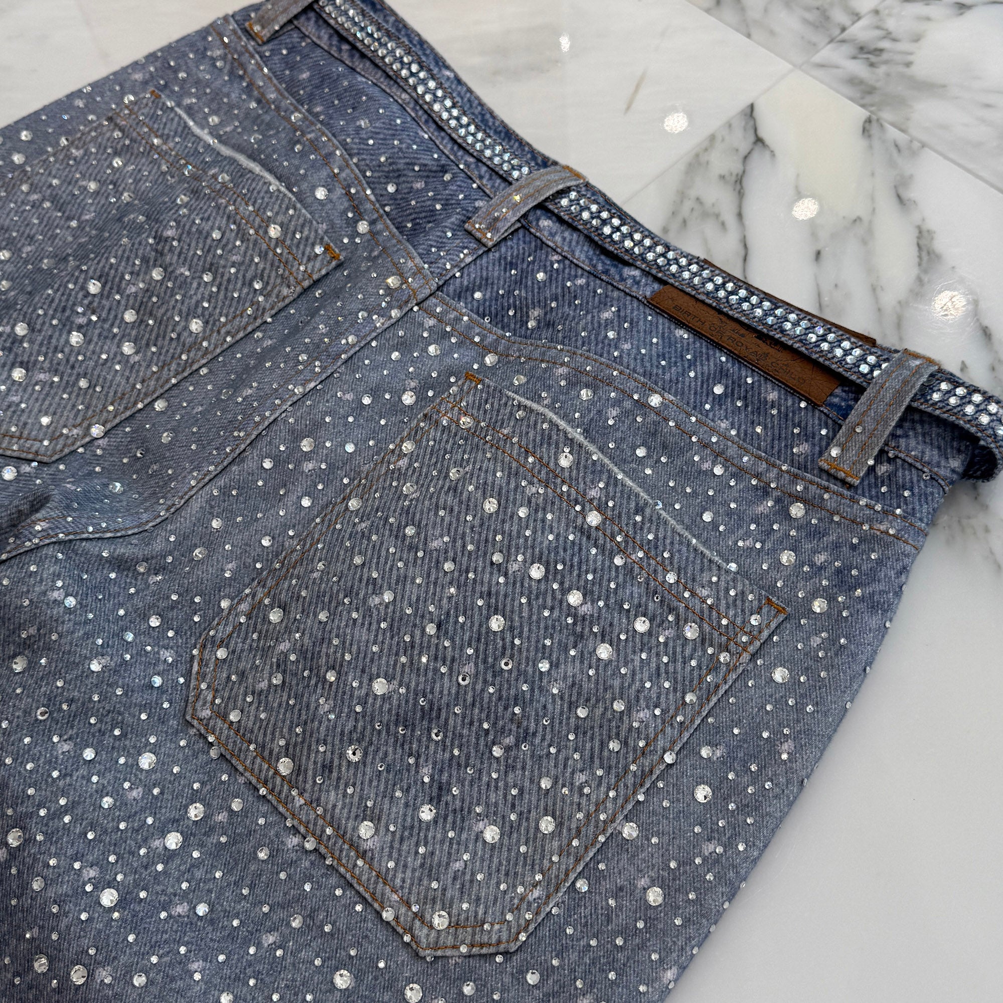 Birth Of Royal Child Rhinestone Straight Denim Pants Size L バース