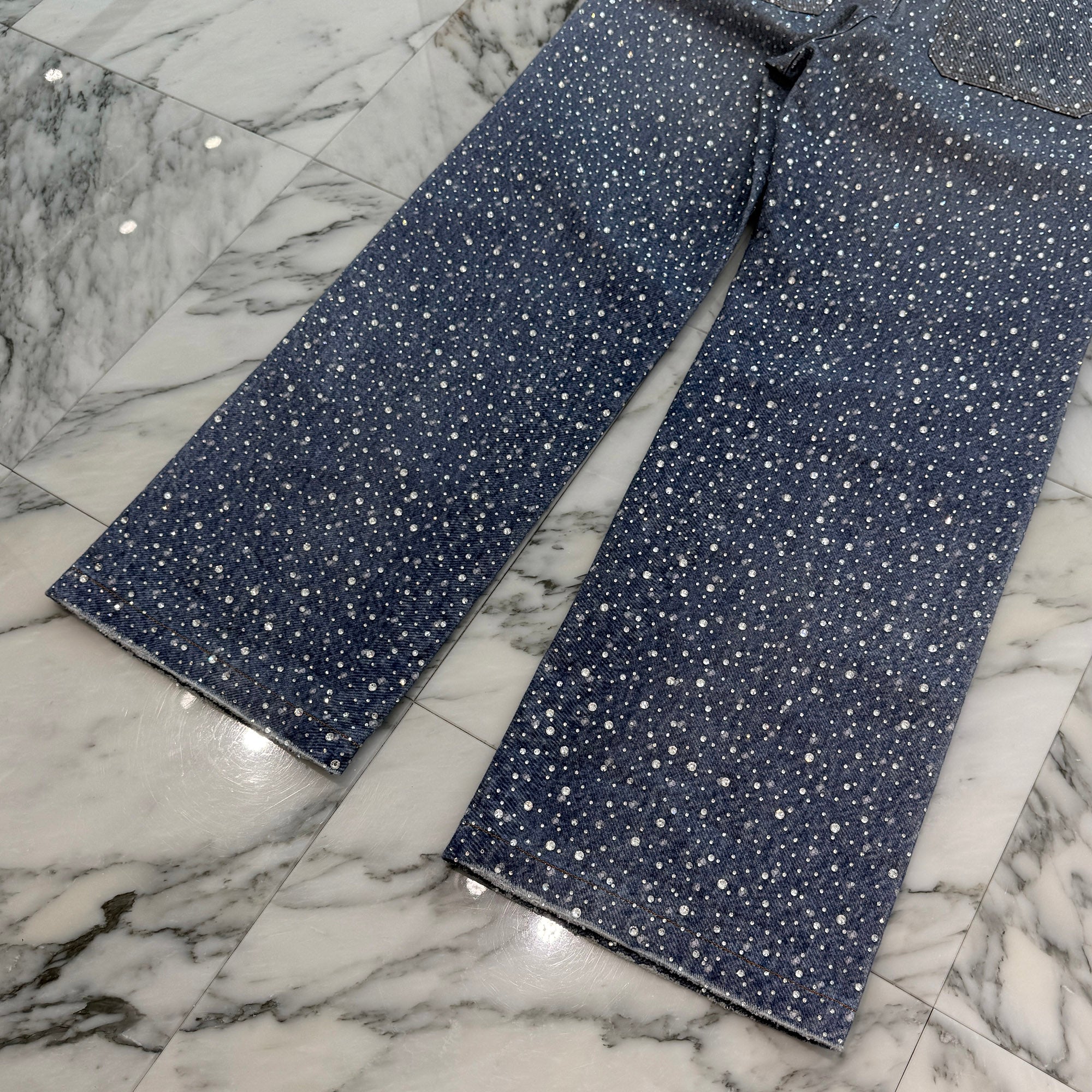 Birth Of Royal Child Rhinestone Straight Denim Pants Size L バース・オブ・ロイヤル・チャイルド ラインストーン ストレートデニムパンツ サイズL