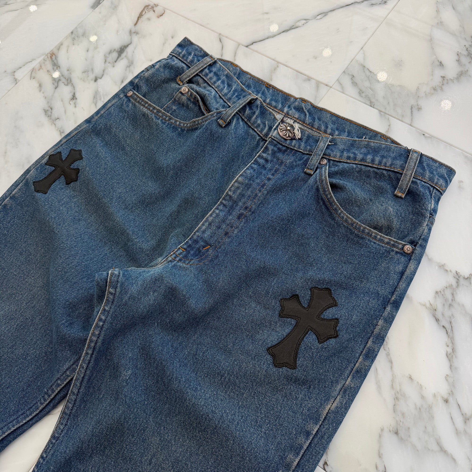 CHROME HEARTS × Levi's 517 VNTG Cross Leather Patch Denim Pants Size 32 クロムハーツ × リーバイス 517 ヴィンテージ クロスレザーパッチ デニムパンツ サイズ32