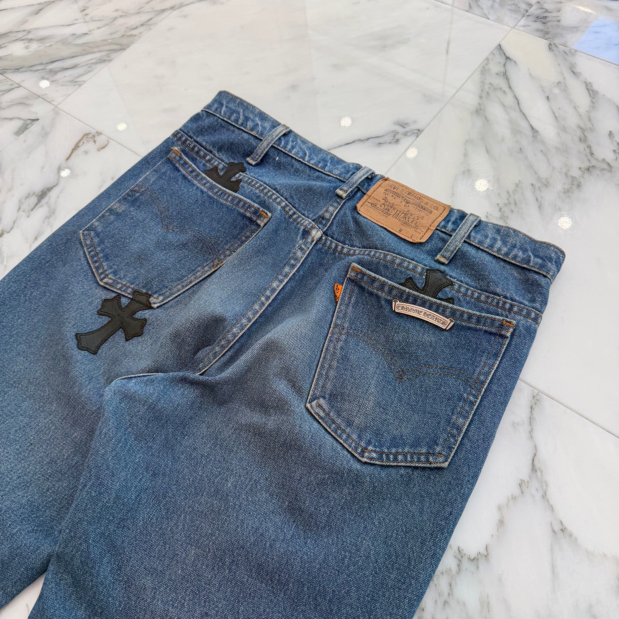 CHROME HEARTS × Levi's 517 VNTG Cross Leather Patch Denim Pants Size 32 クロムハーツ × リーバイス 517 ヴィンテージ クロスレザーパッチ デニムパンツ サイズ32