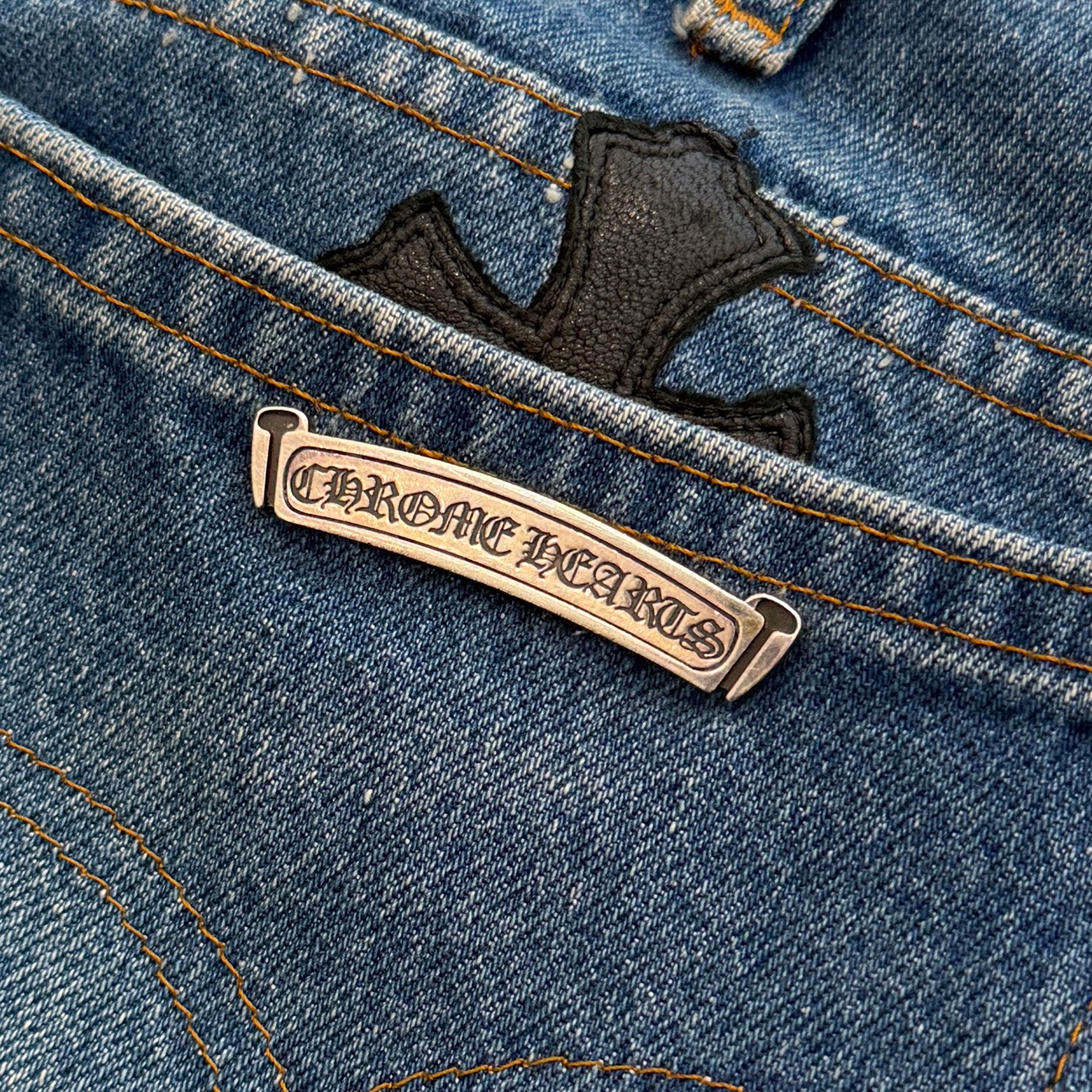 CHROME HEARTS × Levi's 517 VNTG Cross Leather Patch Denim Pants Size 32 クロムハーツ × リーバイス 517 ヴィンテージ クロスレザーパッチ デニムパンツ サイズ32