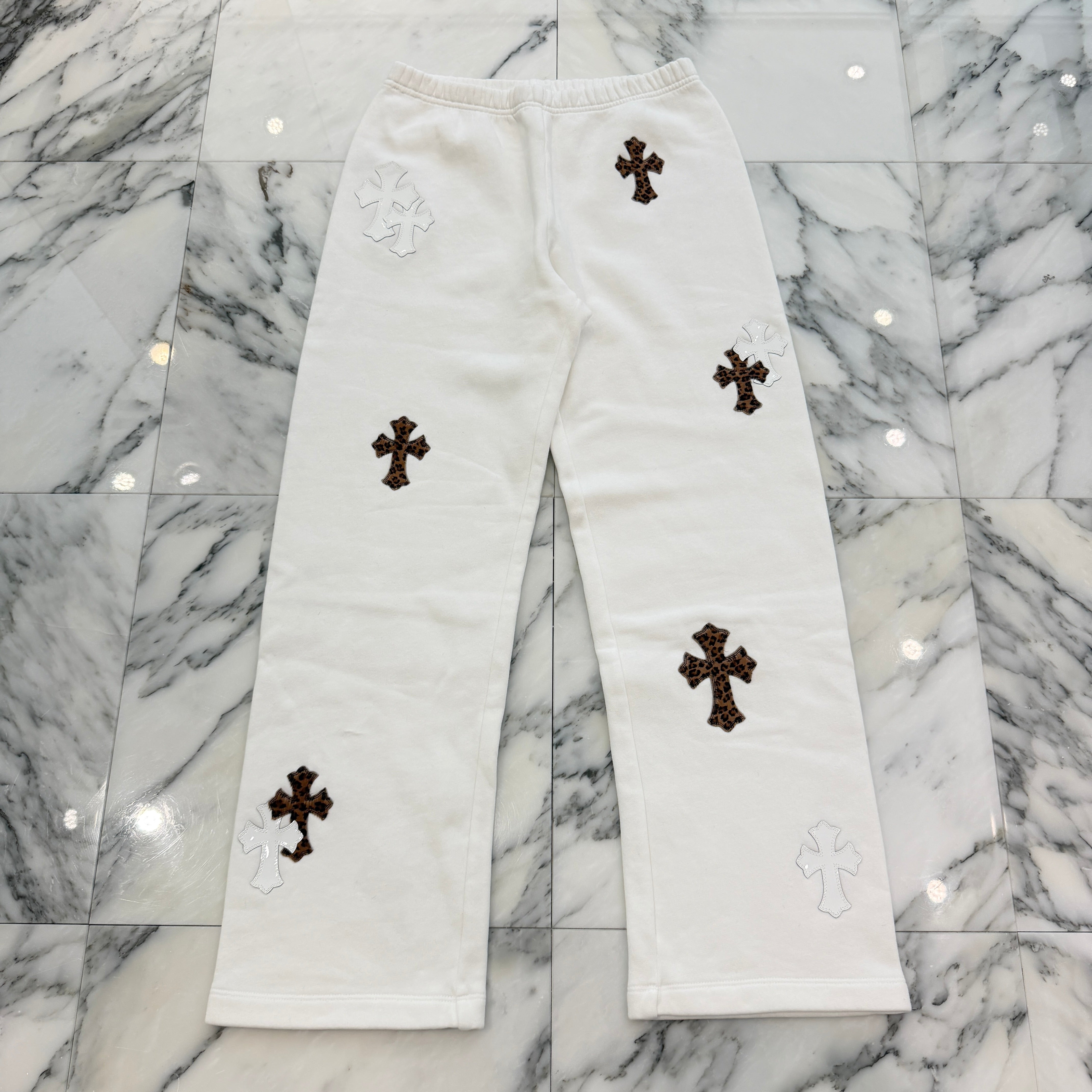 CHROME HEARTS Y NOT Multi Leather Cross Patch Sweat Long Pants Size S クロムハーツ ワイノット マルチレザークロスパッチ スウェットロングパンツ サイズS
