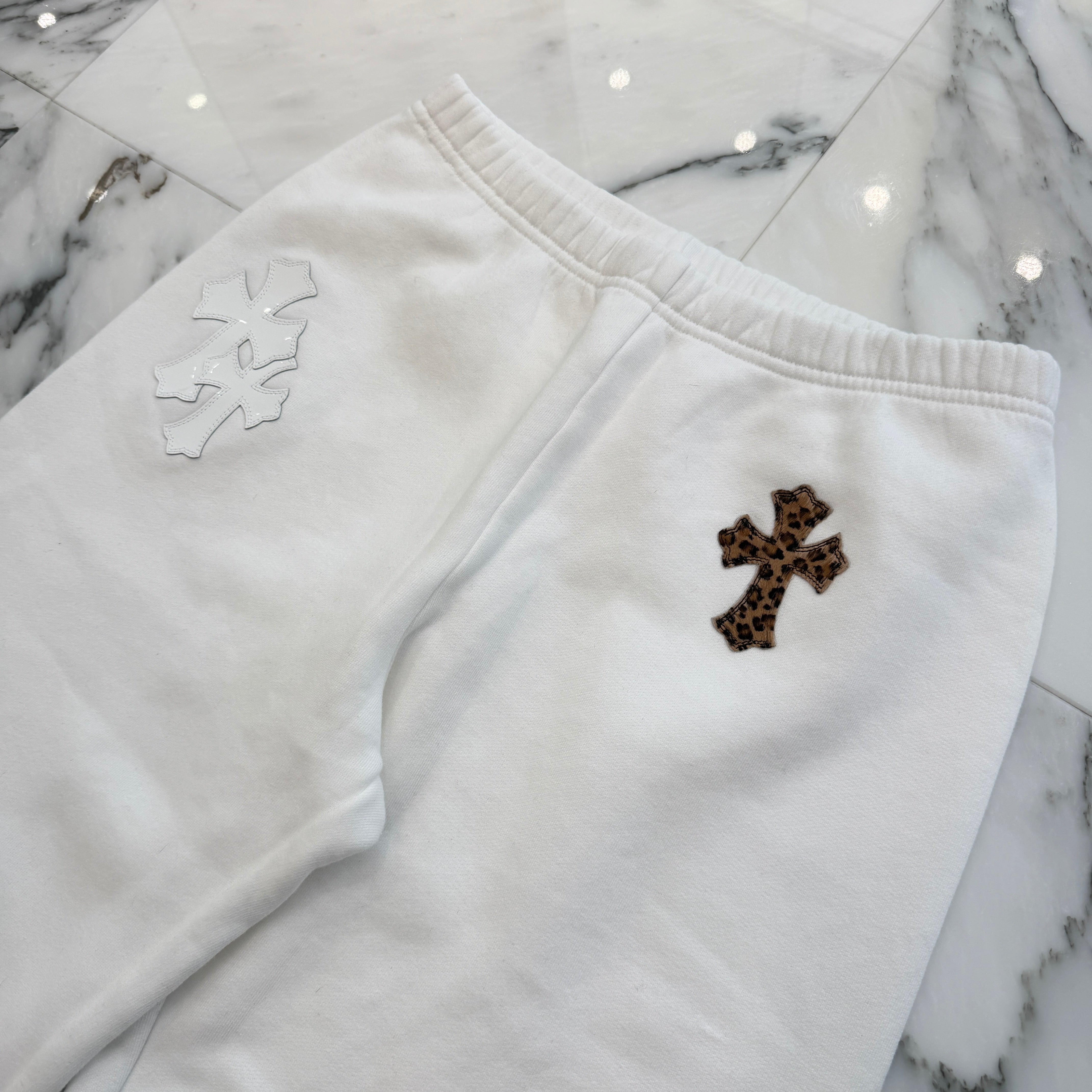 CHROME HEARTS Y NOT Multi Leather Cross Patch Sweat Long Pants Size S クロムハーツ ワイノット マルチレザークロスパッチ スウェットロングパンツ サイズS