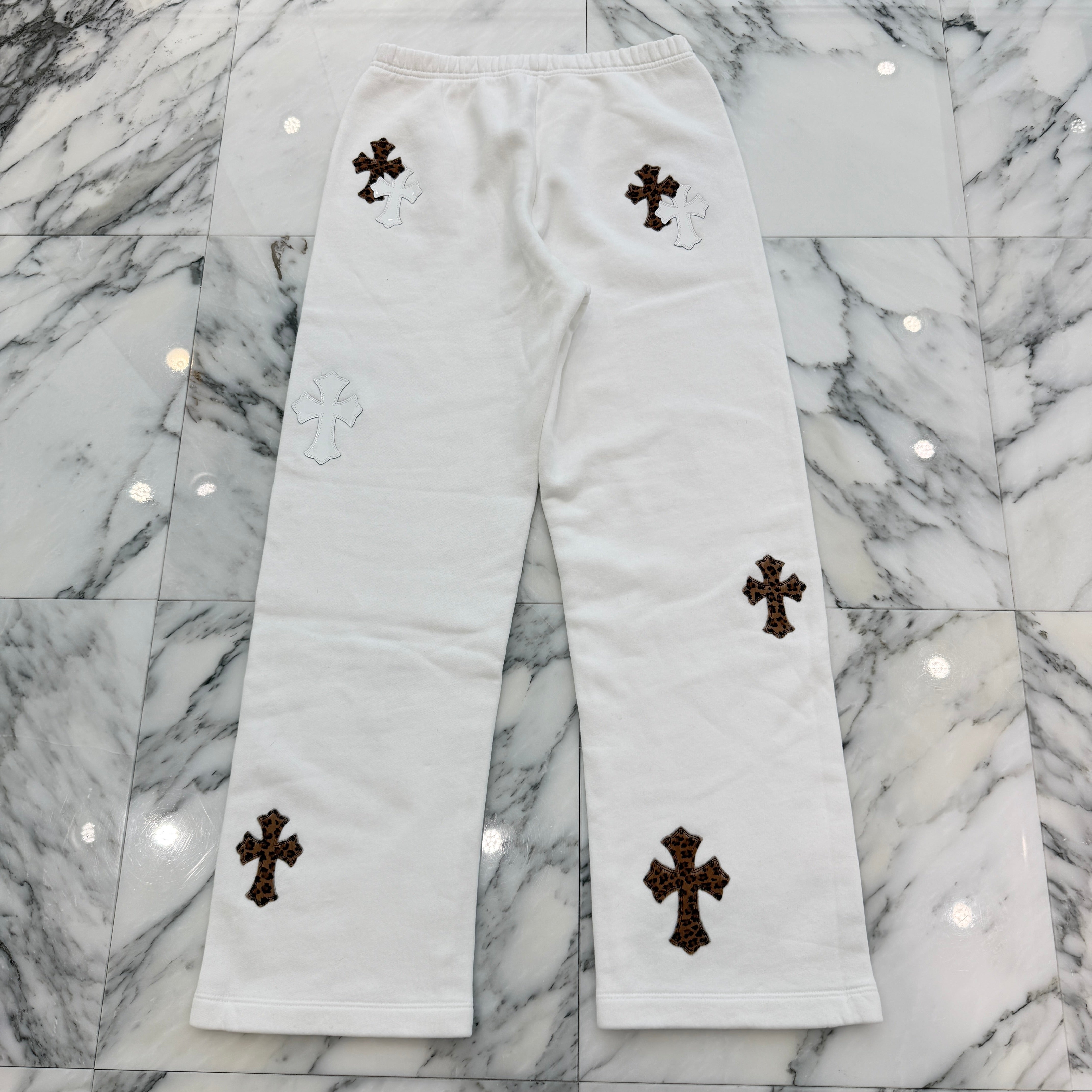CHROME HEARTS Y NOT Multi Leather Cross Patch Sweat Long Pants