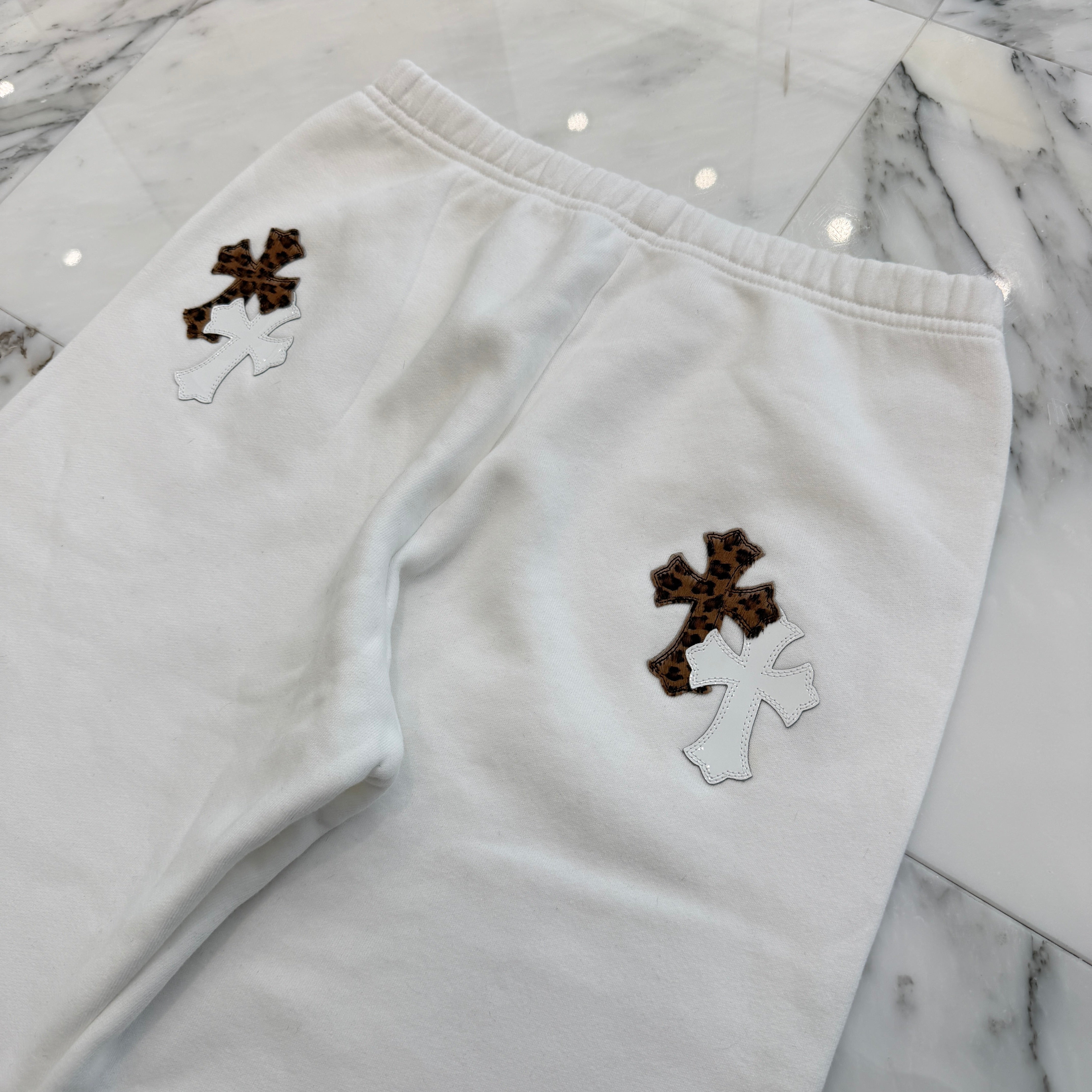 CHROME HEARTS Y NOT Multi Leather Cross Patch Sweat Long Pants Size S クロムハーツ ワイノット マルチレザークロスパッチ スウェットロングパンツ サイズS