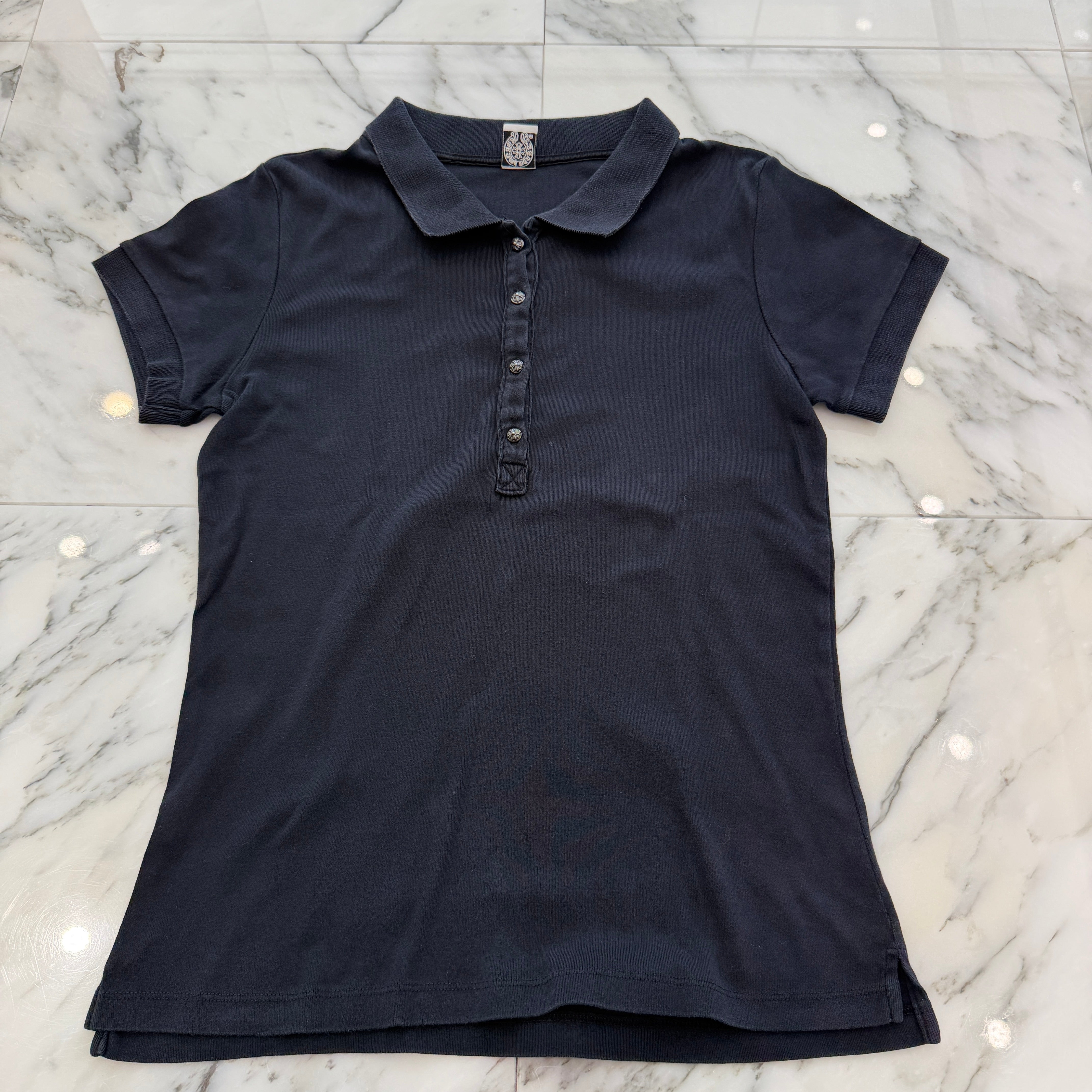 CHROME HEARTS Cross Ball Button Polo Shirt Size L クロムハーツ クロスボールボタン ポロシャツ サイズL