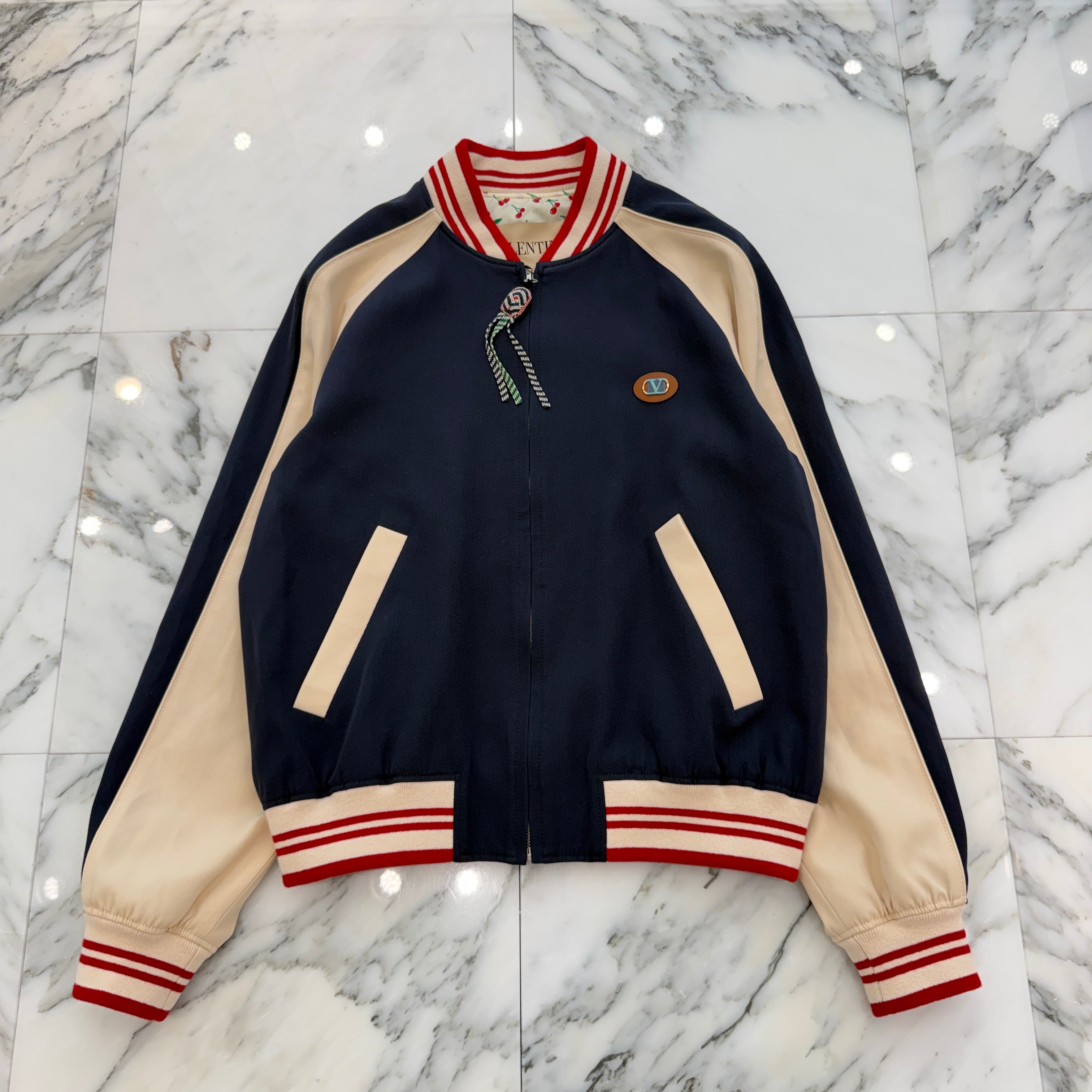 VALENTINO 2025AW Cat Embroidery Patch Wool Bomber Jacket 7V3CIP63AWS Size 48 ヴァレンティノ キャット刺繍パッチ ウール ボンバージャケット サイズ48