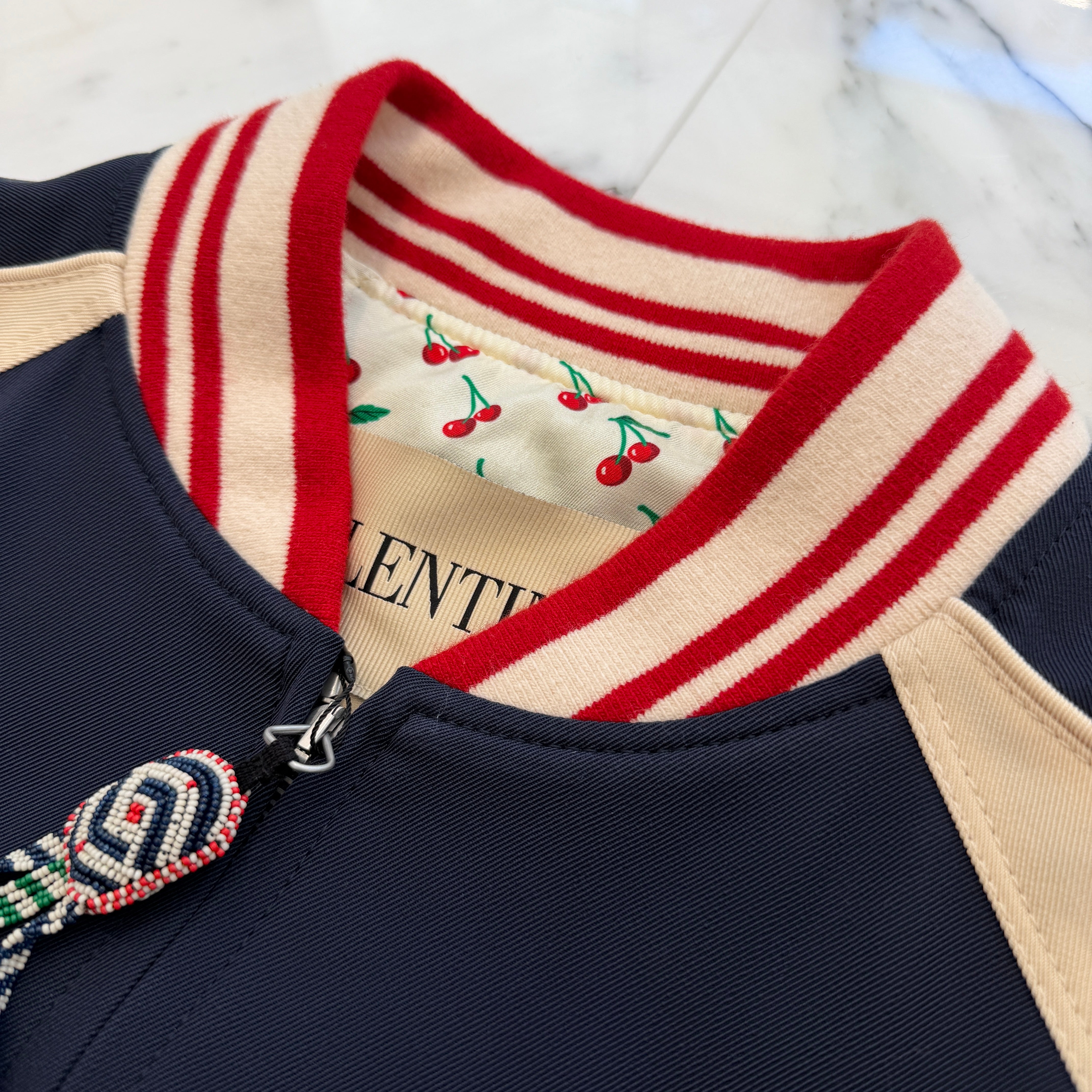 VALENTINO 2025AW Cat Embroidery Patch Wool Bomber Jacket 7V3CIP63AWS Size 48 ヴァレンティノ キャット刺繍パッチ ウール ボンバージャケット サイズ48