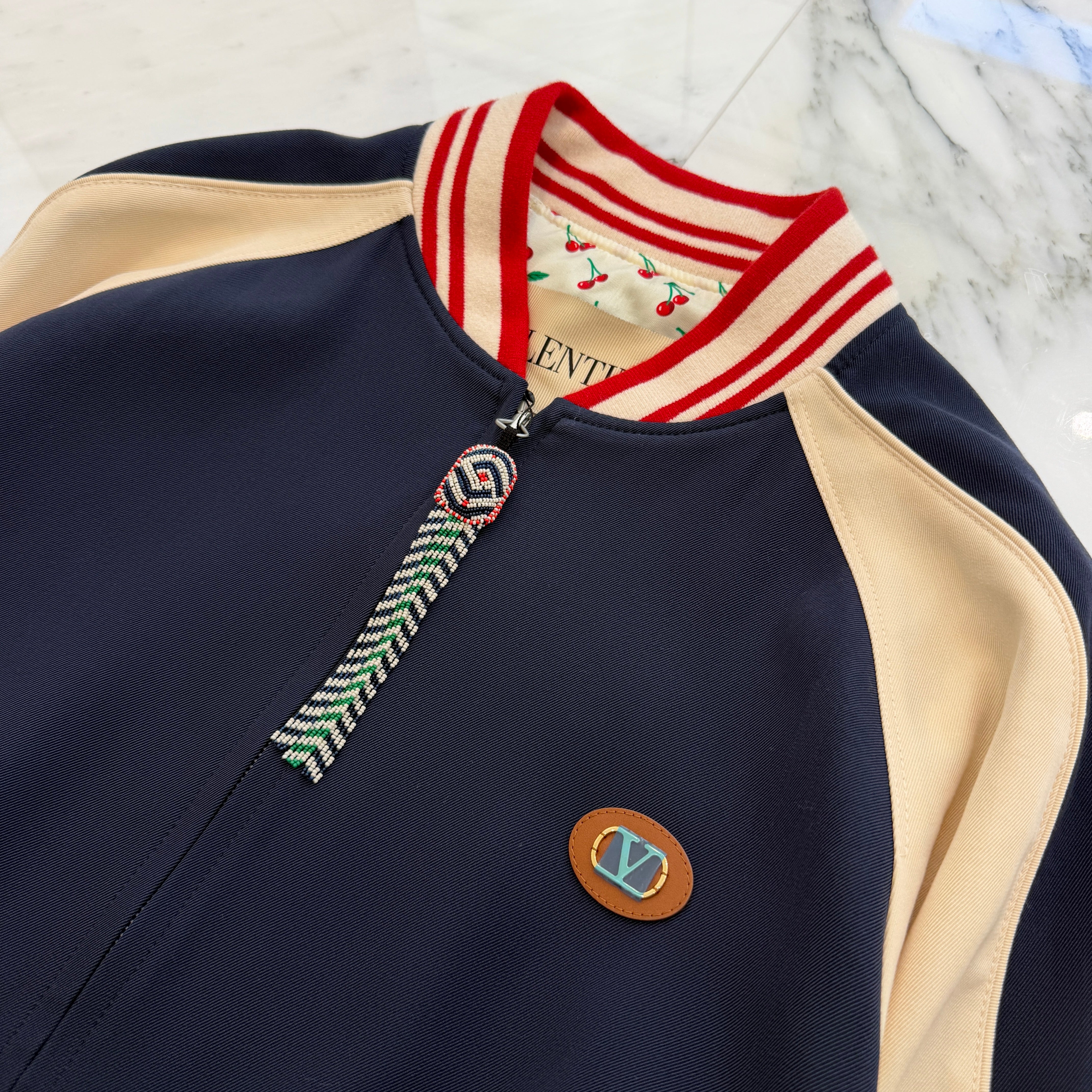 VALENTINO 2025AW Cat Embroidery Patch Wool Bomber Jacket 7V3CIP63AWS Size 48 ヴァレンティノ キャット刺繍パッチ ウール ボンバージャケット サイズ48