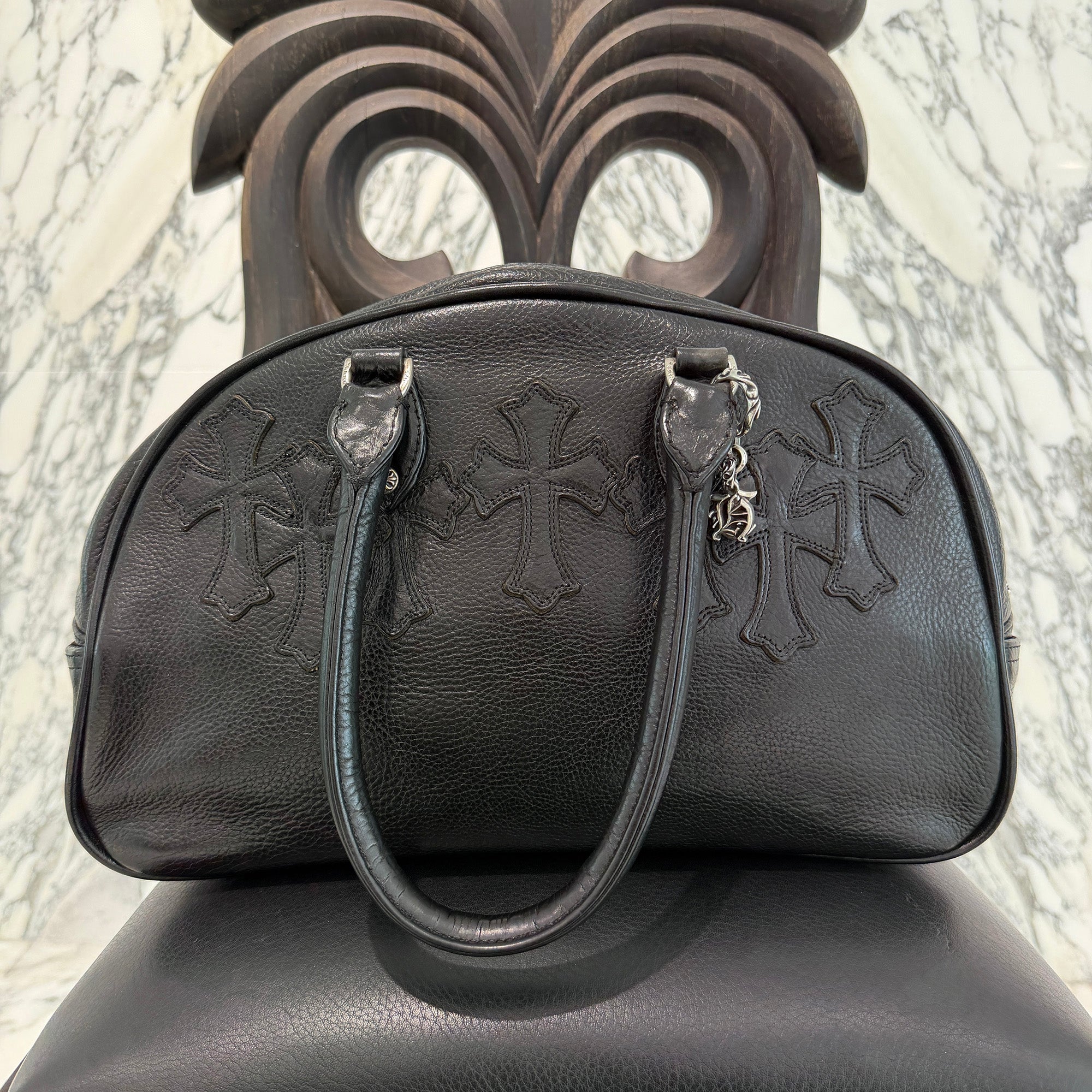 CHROME HEARTS Small GYM Cemetery Cross Patch Hand Bag クロムハーツ スモール ジム セメタリークロスパッチ ハンドバッグ