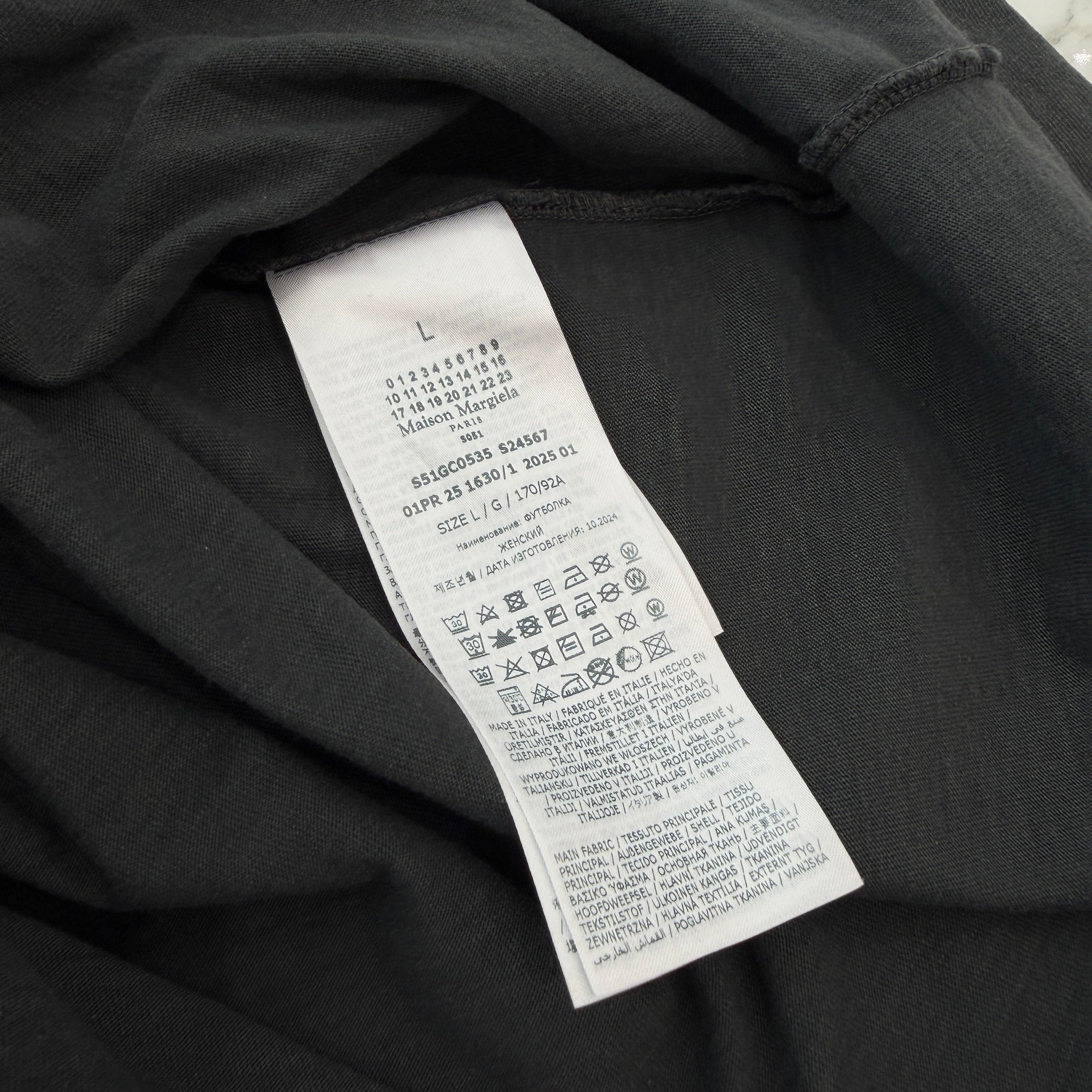 Maison Margiela 2025SS Stamp Logo Distressed Finish Long Sleeve Tee S51GC0535 S24567 Size L メゾンマルジェラ スタンプロゴ ダメージ加工 ロングスリーブTシャツ サイズL