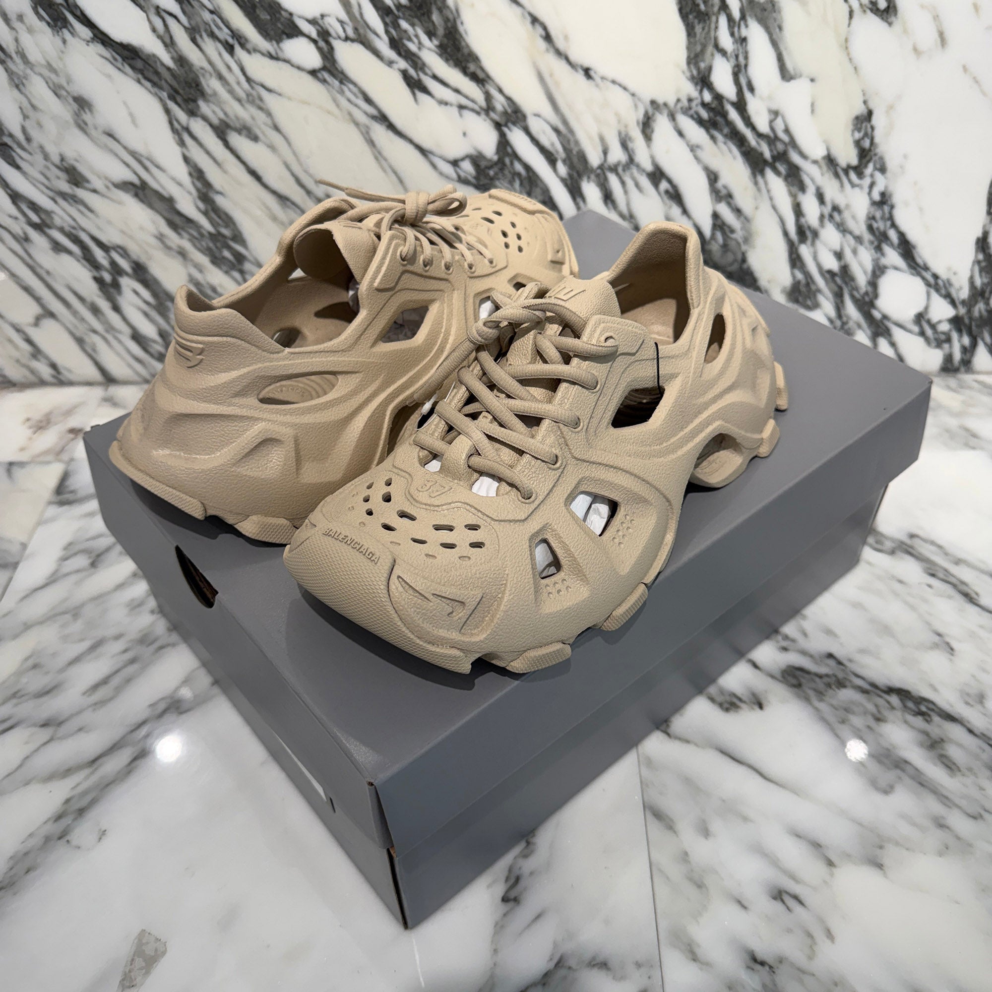 BALENCIAGA 2023SS HD Lace Up Rubber Sneakers 702416 W3CES 9300 Size 37 (24.5cm) バレンシアガ HD レースアップ ラバースニーカー サイズ37 (24.5cm)