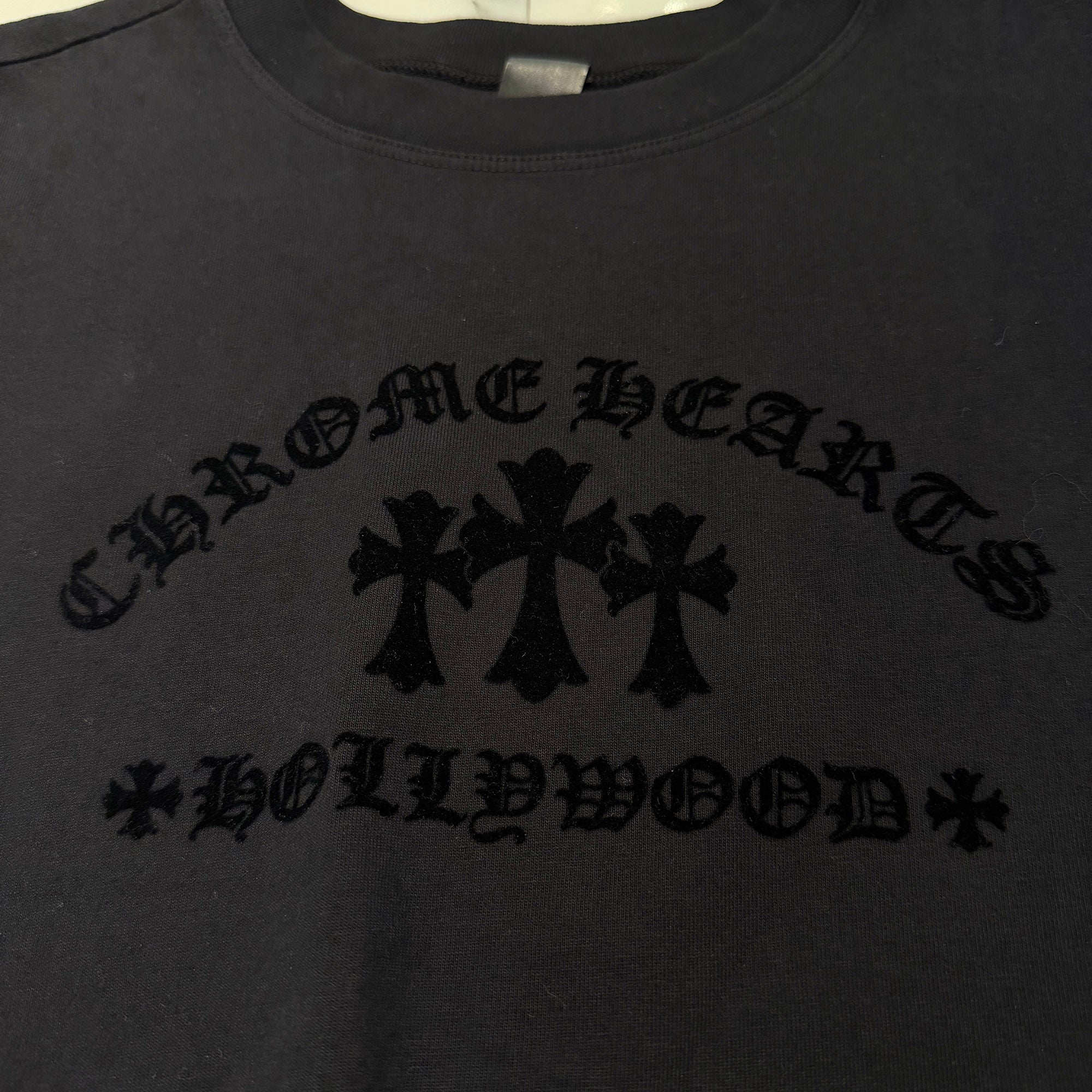 CHROME HEARTS Y NOT King Taco 3 Cemetery Cross Flock Print Sleeveless Tee Size S クロムハーツ ワイノット キングタコ 3 セメタリークロス フロッキープリント ノースリーブシャツ サイズS