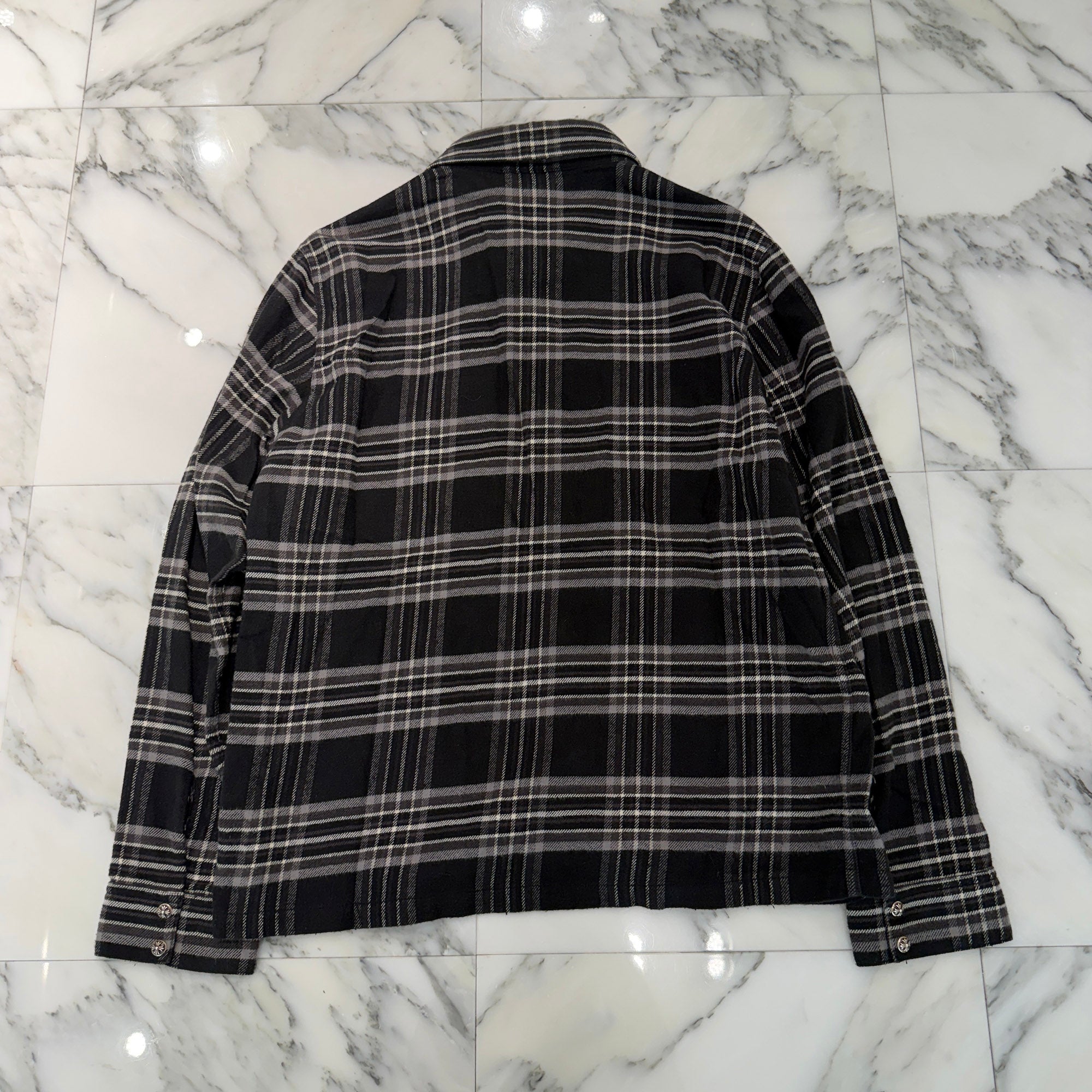 CHROME HEARTS Y NOT Cross Ball Button Check Shirt Size M クロムハーツ ワイノット クロスボールボタン チェックシャツ サイズM