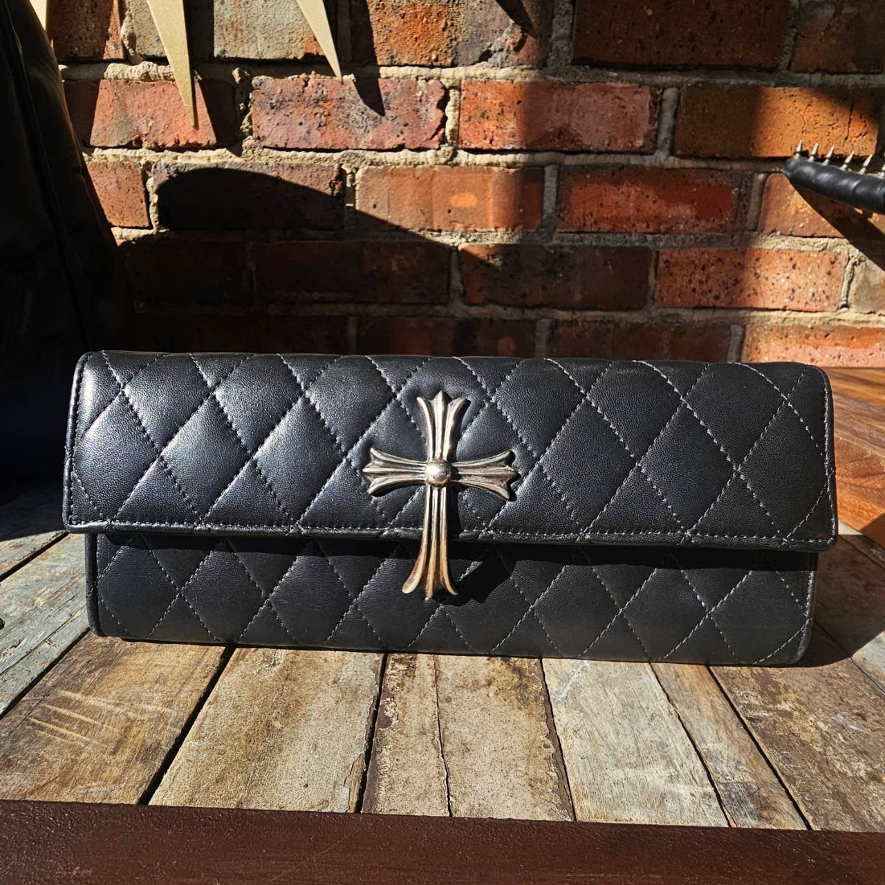 CHROME HEARTS Large CH Cross Quilted Dinner Clutch Bag クロムハーツ ラージCHクロス ディナー クラッチバッグ