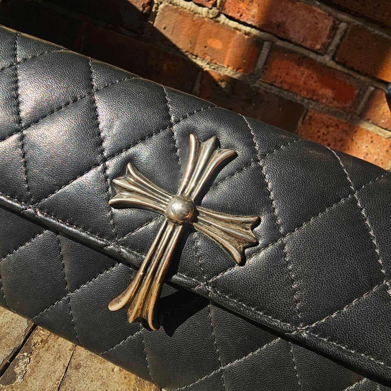 CHROME HEARTS Large CH Cross Quilted Dinner Clutch Bag クロムハーツ ラージCHクロス ディナー クラッチバッグ