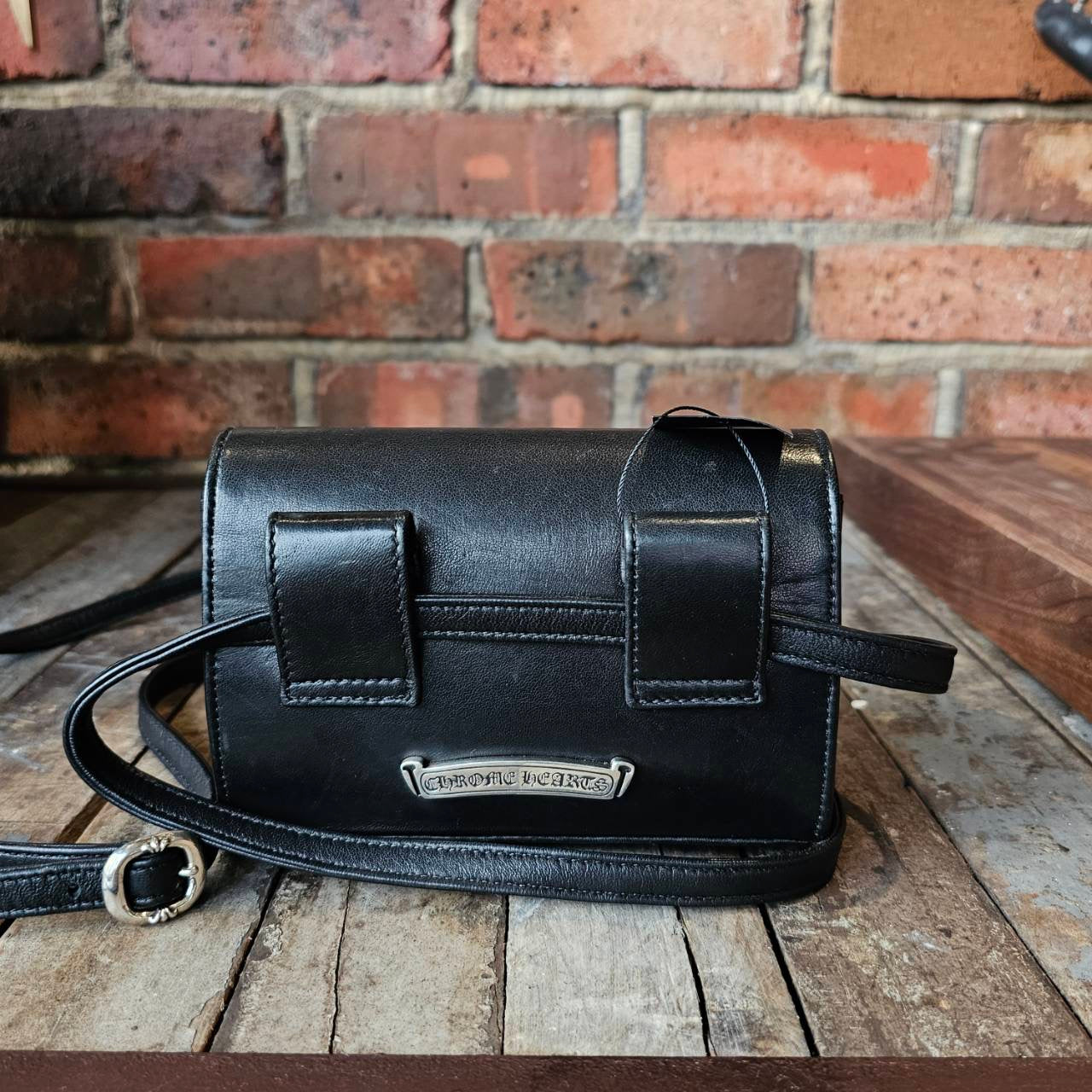 CHROME HEARTS Flare Knee Cross Ball Button Leather Shoulder Bag クロムハーツ フレアニー クロスボールボタン レザーショルダーバッグ