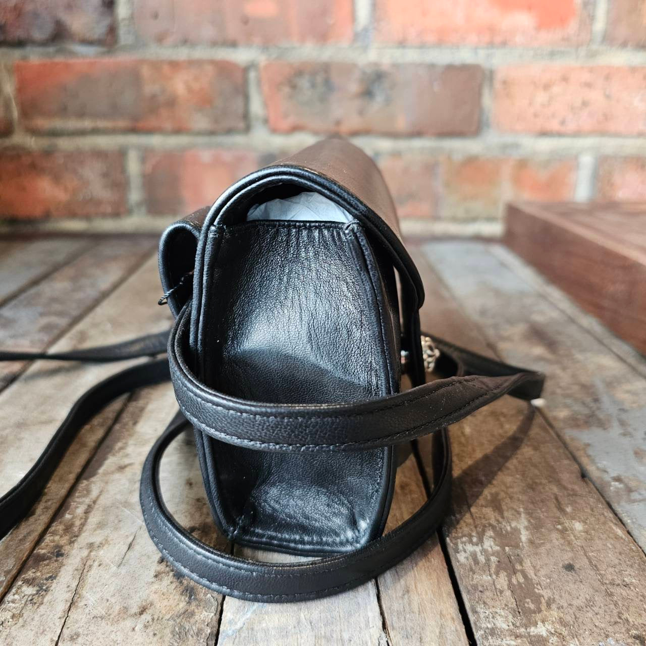 CHROME HEARTS Flare Knee Cross Ball Button Leather Shoulder Bag クロムハーツ フレアニー クロスボールボタン レザーショルダーバッグ