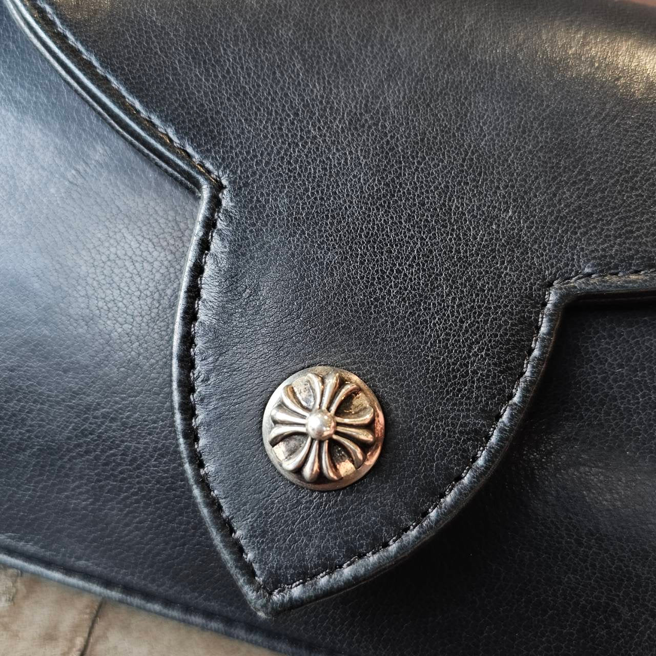 CHROME HEARTS Flare Knee Cross Ball Button Leather Shoulder Bag クロムハーツ フレアニー クロスボールボタン レザーショルダーバッグ