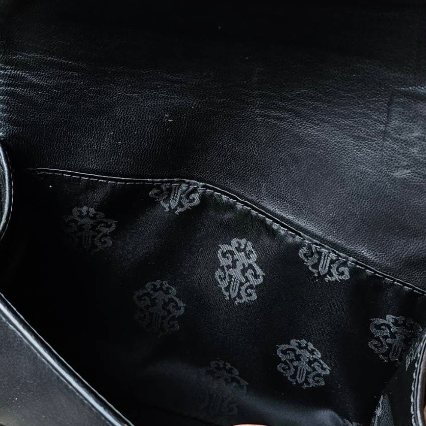 CHROME HEARTS Flare Knee Cross Ball Button Leather Shoulder Bag クロムハーツ フレアニー クロスボールボタン レザーショルダーバッグ