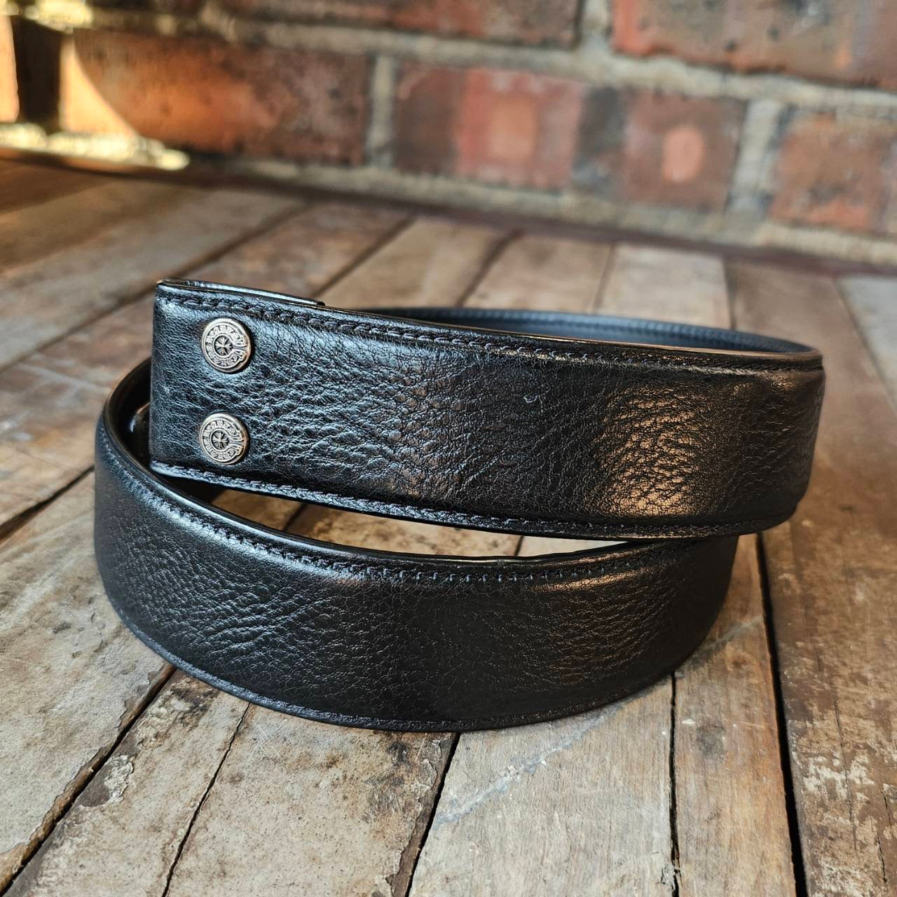 CHROME HEARTS 1.5 STRAP Horseshoe Rivet Leather Belt Size 30 クロムハーツ 1.5ストラップ ホースシューリベット レザーベルト サイズ30