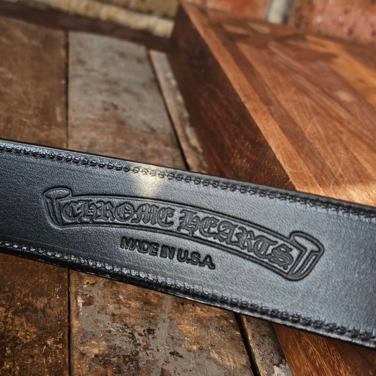 CHROME HEARTS 1.5 STRAP Horseshoe Rivet Leather Belt Size 30 クロムハーツ 1.5ストラップ ホースシューリベット レザーベルト サイズ30