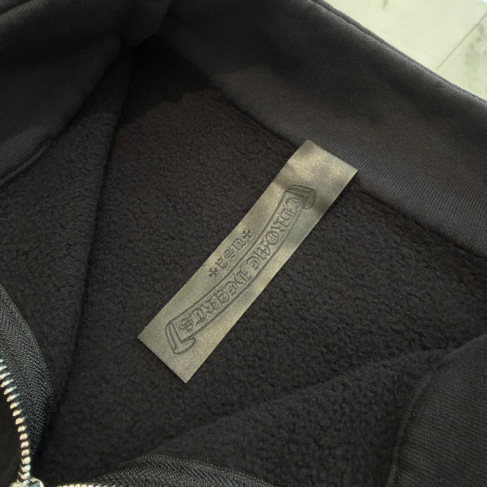 CHROME HEARTS Y NOT Multi Leather Cross Patch Half Zip Sweatshirt Size S クロムハーツ ワイノット マルチレザークロスパッチ ハーフジップ スウェットシャツ サイズS