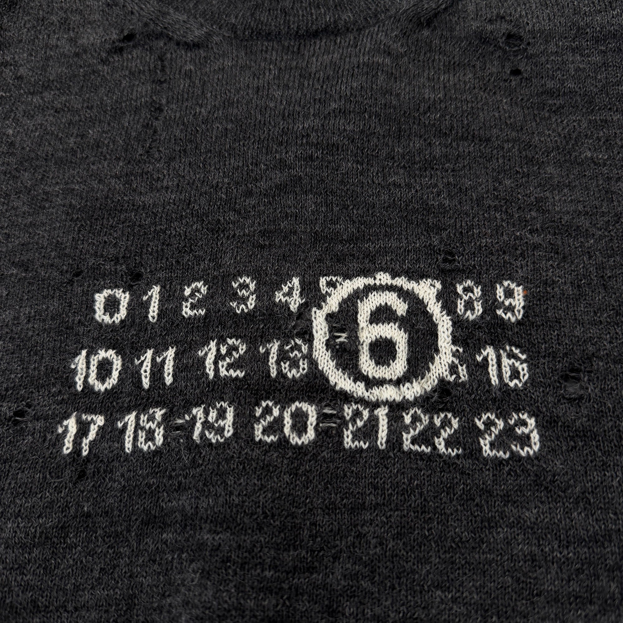 MM6 Maison Margiela 2025AW Destroyed Numbers Crew Neck Knit SH0HL0033 Size XL エムエムシックス メゾンマルジェラ デストロイ加工 ナンバーズ クルーネック ニット サイズXL