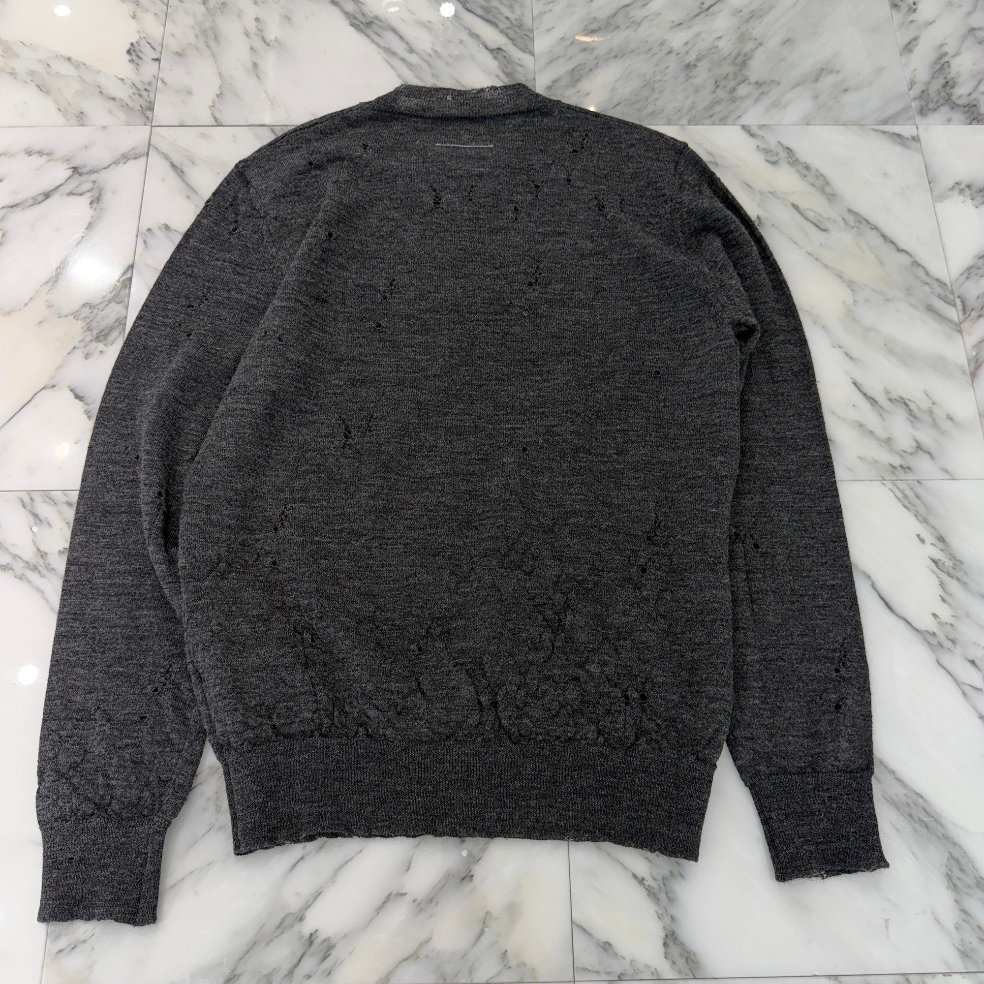 MM6 Maison Margiela 2025AW Destroyed Numbers Crew Neck Knit SH0HL0033 Size XL エムエムシックス メゾンマルジェラ デストロイ加工 ナンバーズ クルーネック ニット サイズXL