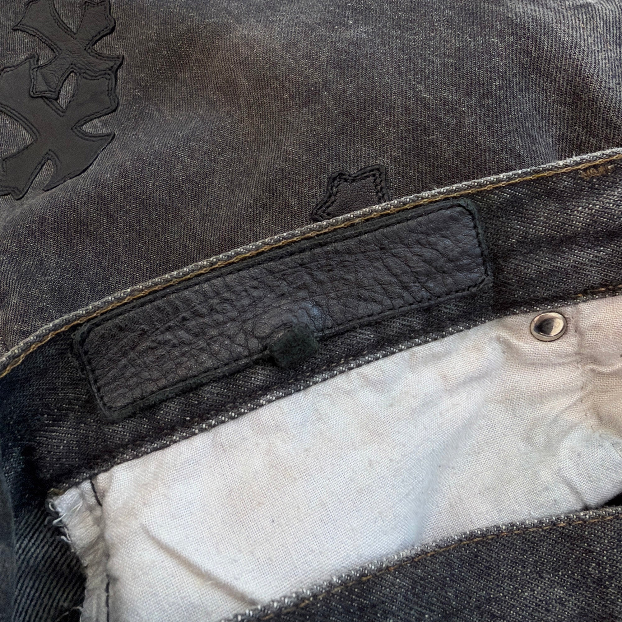 CHROME HEARTS × Levi's 501 VNTG Leather Cross Patch Denim Pants Size 34 クロムハーツ × リーバイス 501 ヴィンテージ レザークロスパッチ デニムパンツ サイズ34