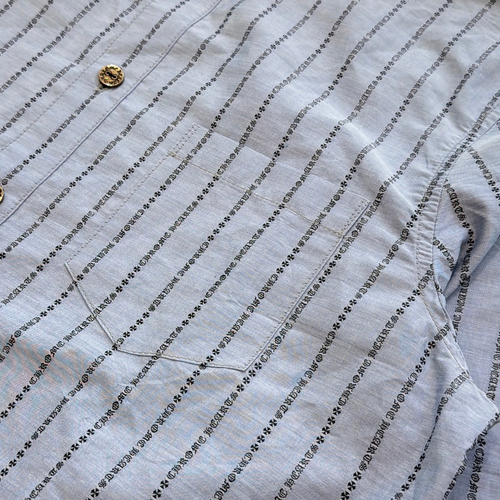 CHROME HEARTS Y NOT Logo Stripe Cotton Shirt Size L クロムハーツ ワイノット ロゴストライプ コットンシャツ サイズL