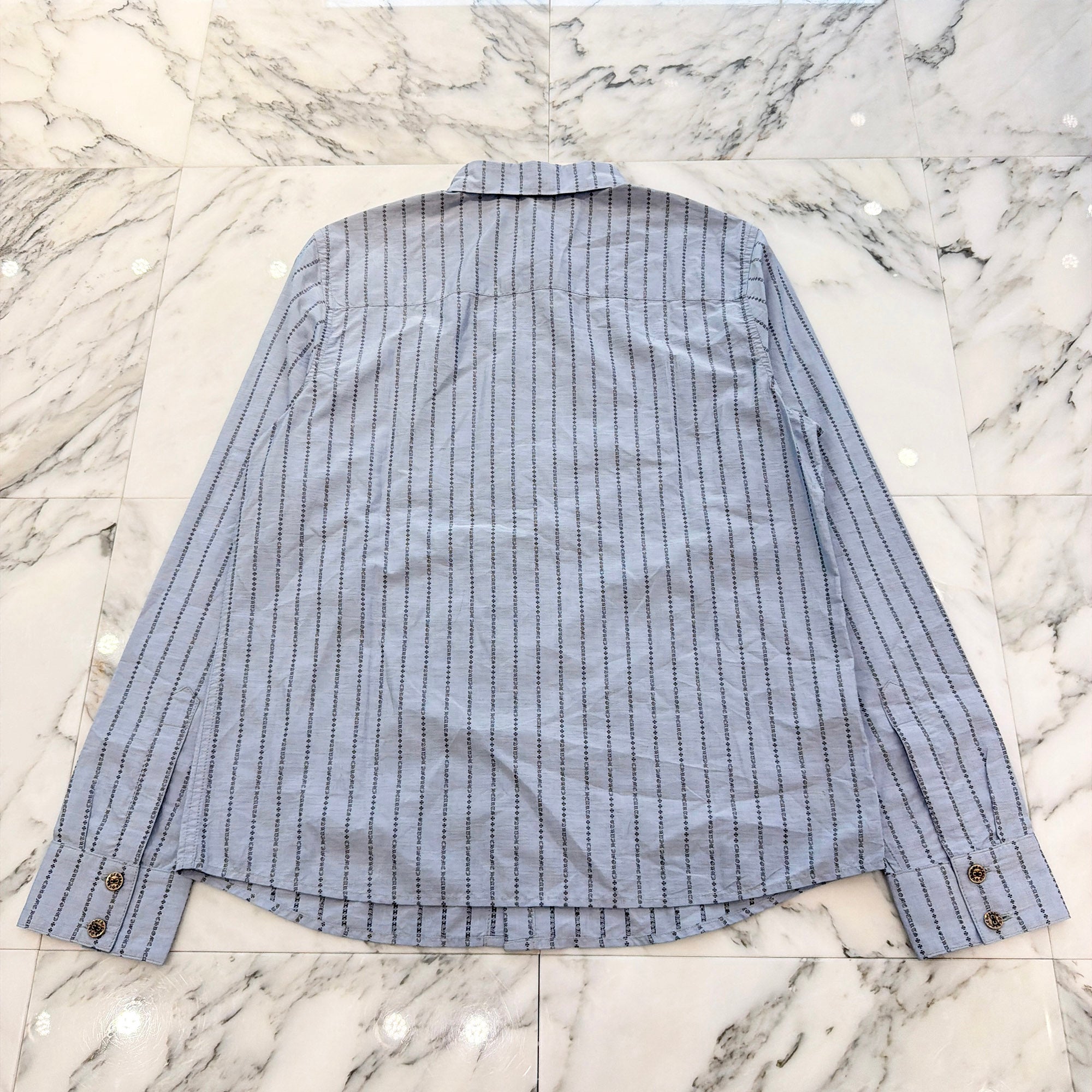 CHROME HEARTS Y NOT Logo Stripe Cotton Shirt Size L クロムハーツ ワイノット ロゴストライプ コットンシャツ サイズL
